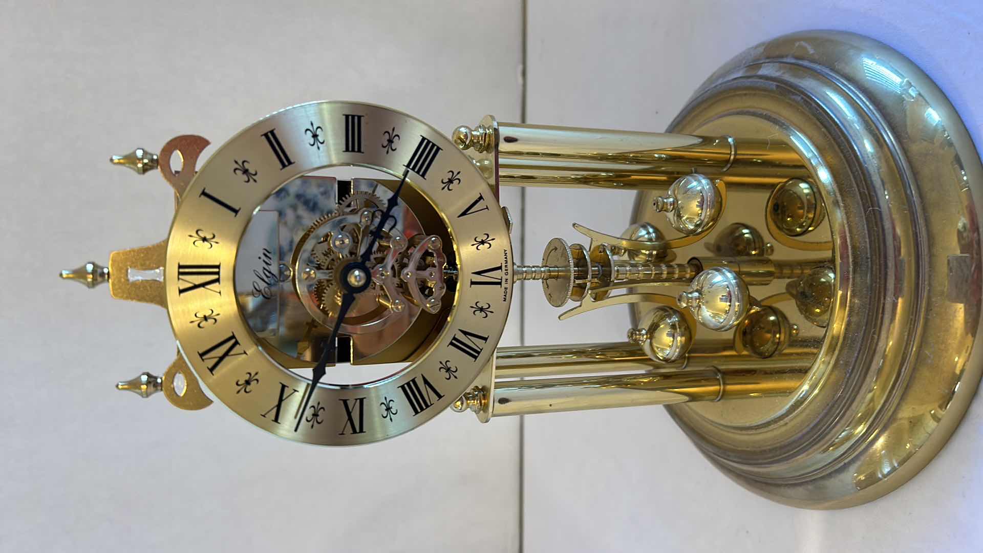 Photo 2 of ELGIN GLASS DOME TABLE TOP CLOCK H 11”