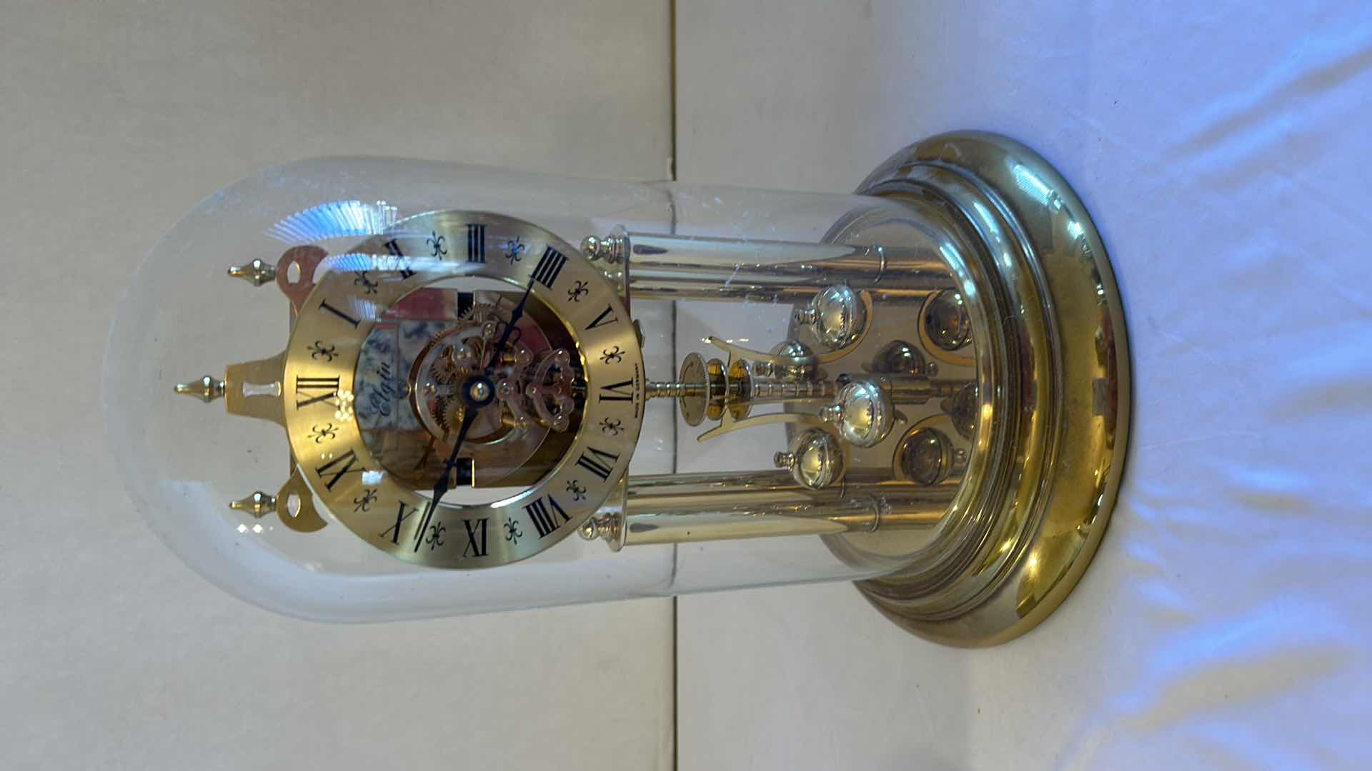 Photo 1 of ELGIN GLASS DOME TABLE TOP CLOCK H 11”