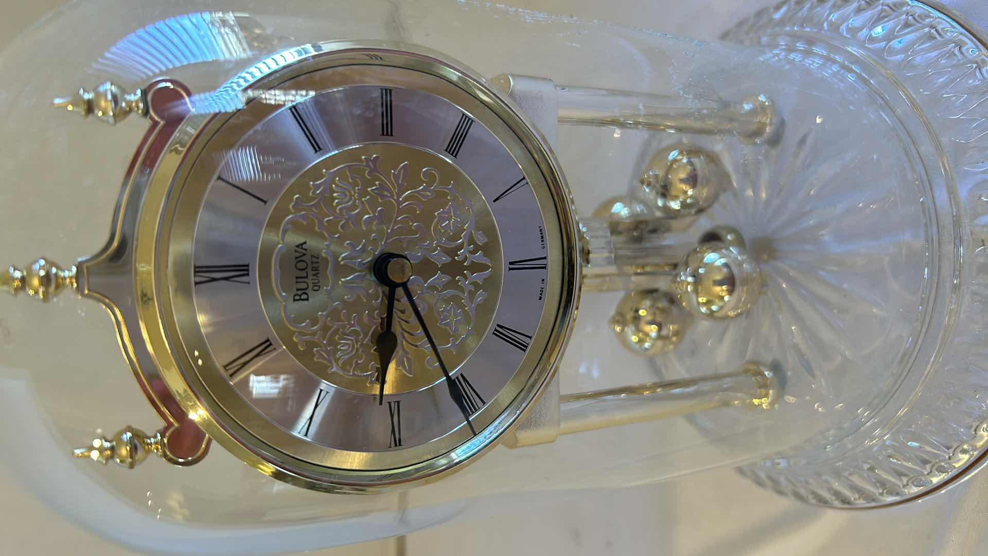 Photo 3 of BULOVA QUARTZ MANTLE CLOCK W DOME H 9”