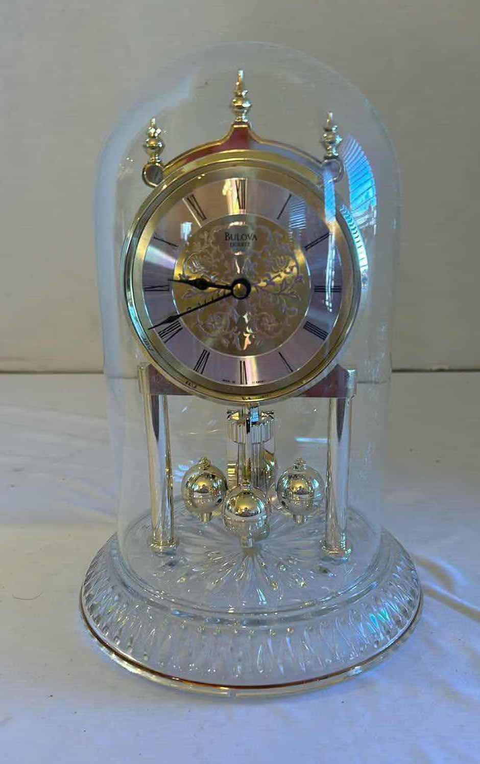 Photo 1 of BULOVA QUARTZ MANTLE CLOCK W DOME H 9”