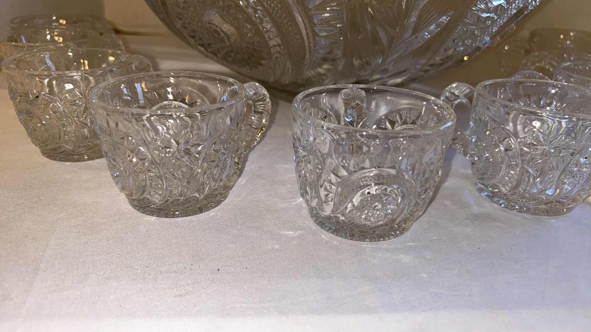 Photo 3 of GLASS PUNCH BOWL W 9 CUPS