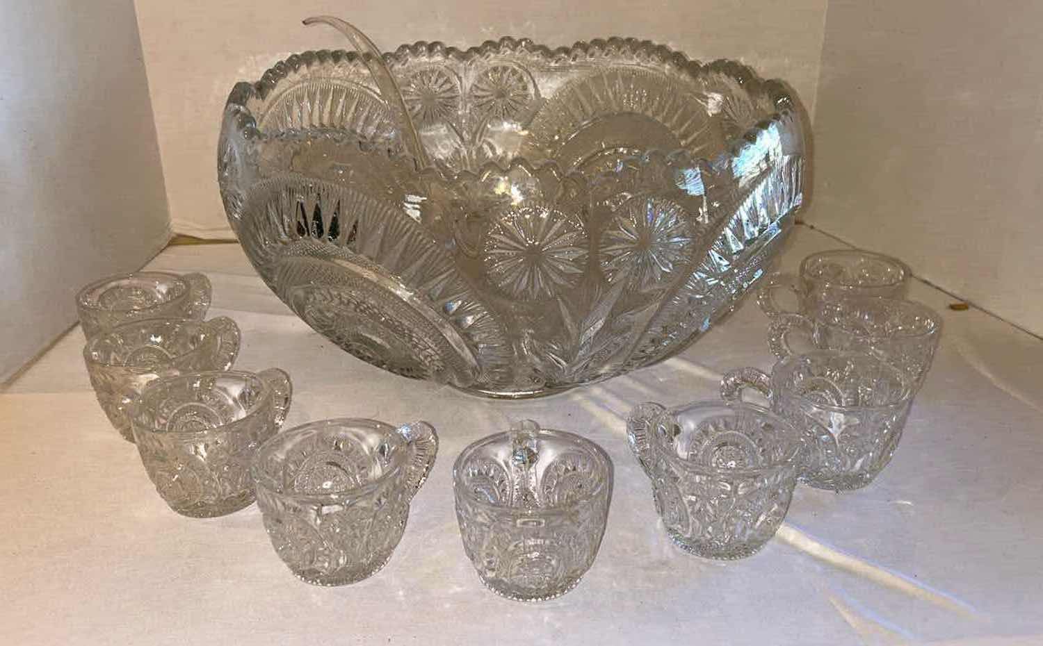 Photo 1 of GLASS PUNCH BOWL W 9 CUPS