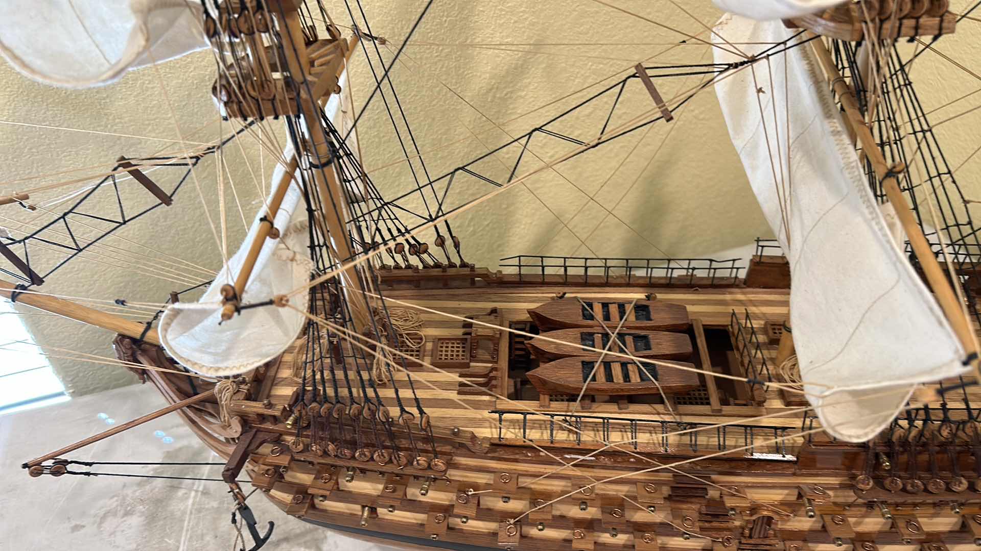 Photo 4 of HMS VICTORY 1765 SCALE WOOD SHIP 41" X 34"