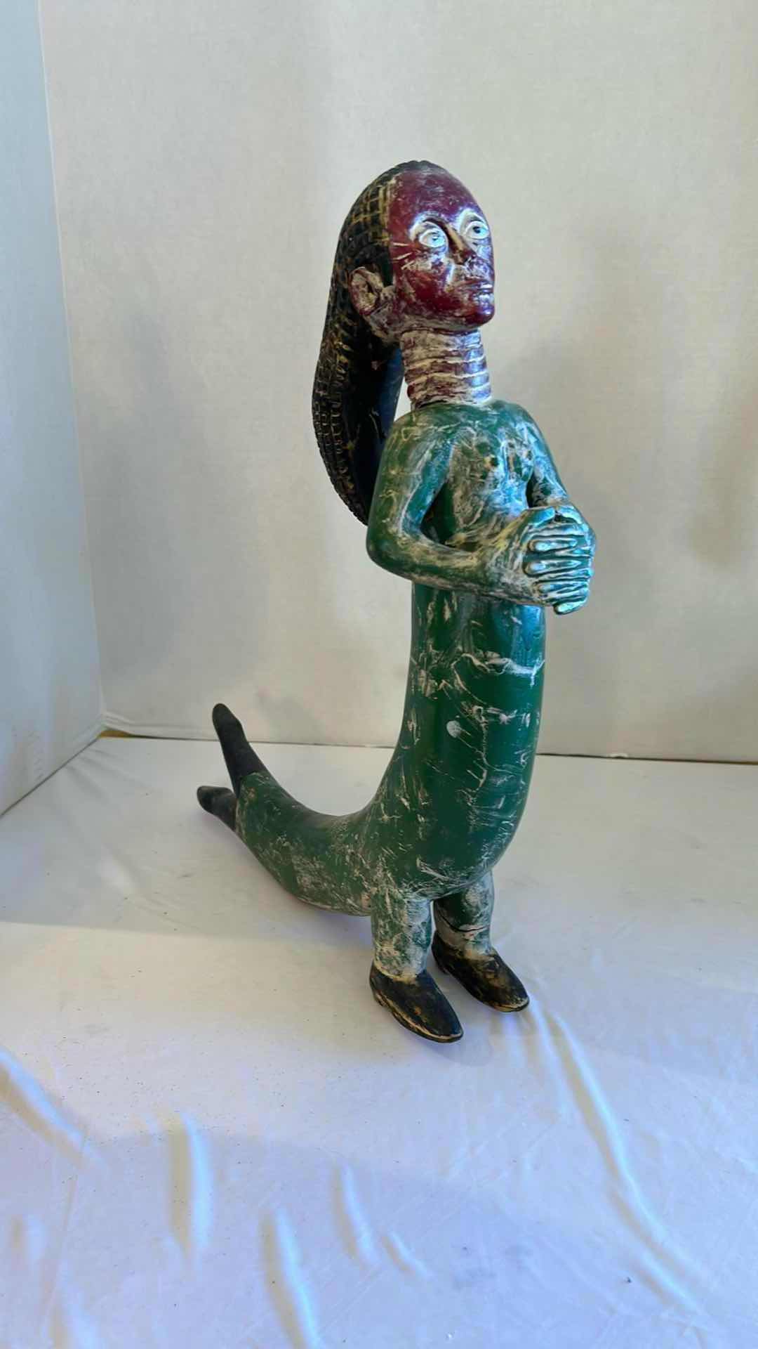 Photo 2 of AFRICAN BAKOTA RELIQUARY FIGURE H 18” AFRICAN SNAKE ART H 17”