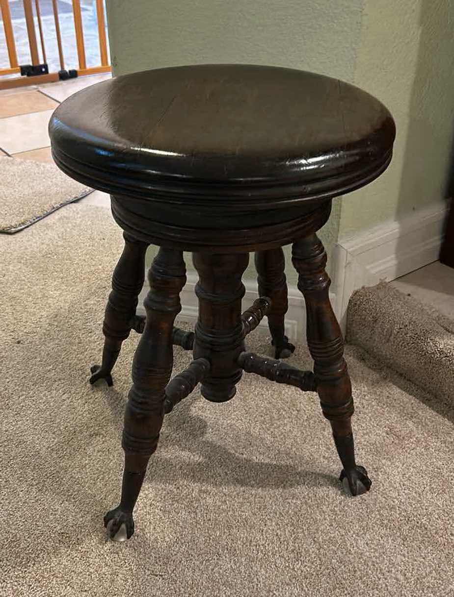 Photo 1 of VINTAGE WALNUT CLAW AND BALL FOOT PIANO STOOL