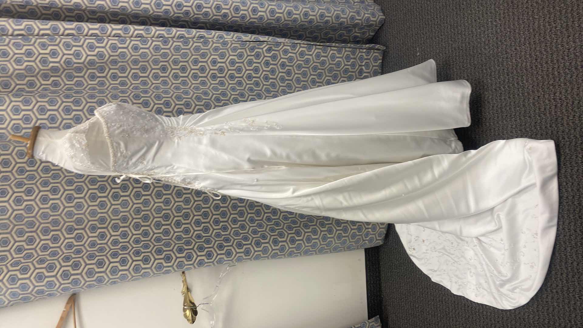 Photo 1 of BRIDAL GOWN  “MAGGIE SOTTERO COUTURE” IVORY SATIN ALINE CORSET BACK w FLORAL BEADWORK SIZE 10