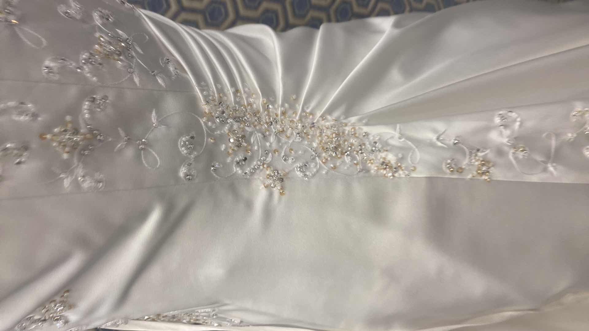 Photo 1 of BRIDAL GOWN  “MAGGIE SOTTERO COUTURE” IVORY SATIN ALINE CORSET BACK w FLORAL BEADWORK SIZE 10