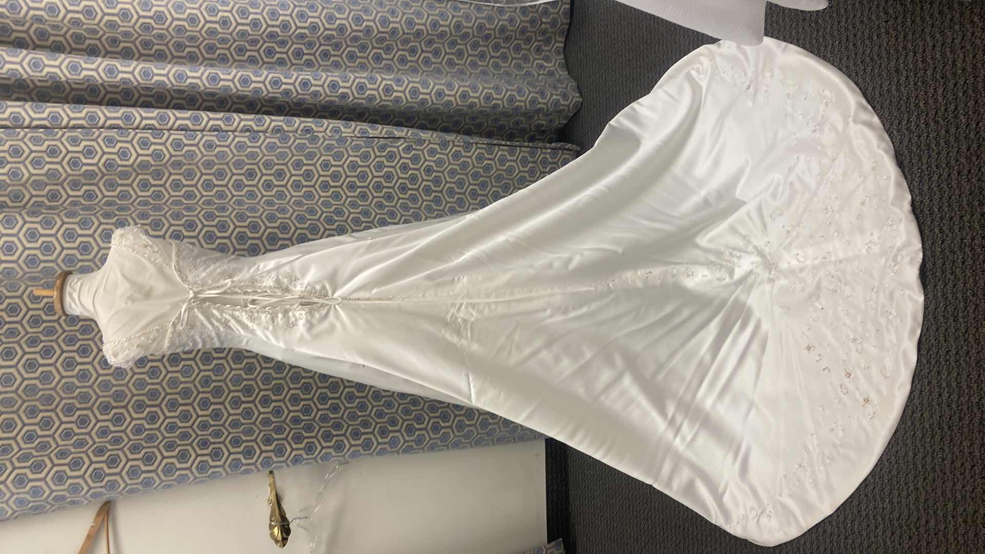 Photo 1 of BRIDAL GOWN  “MAGGIE SOTTERO COUTURE” IVORY SATIN ALINE CORSET BACK w FLORAL BEADWORK SIZE 10