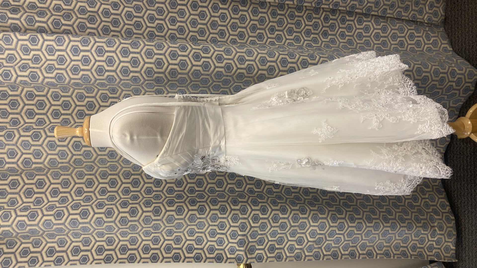 Photo 1 of BRIDAL DRESS  “MAGGIE SOTTERO COUTURE” IVORY SATIN  CORSET BACK w TULE & FLORAL BEADWORK SIZE 10