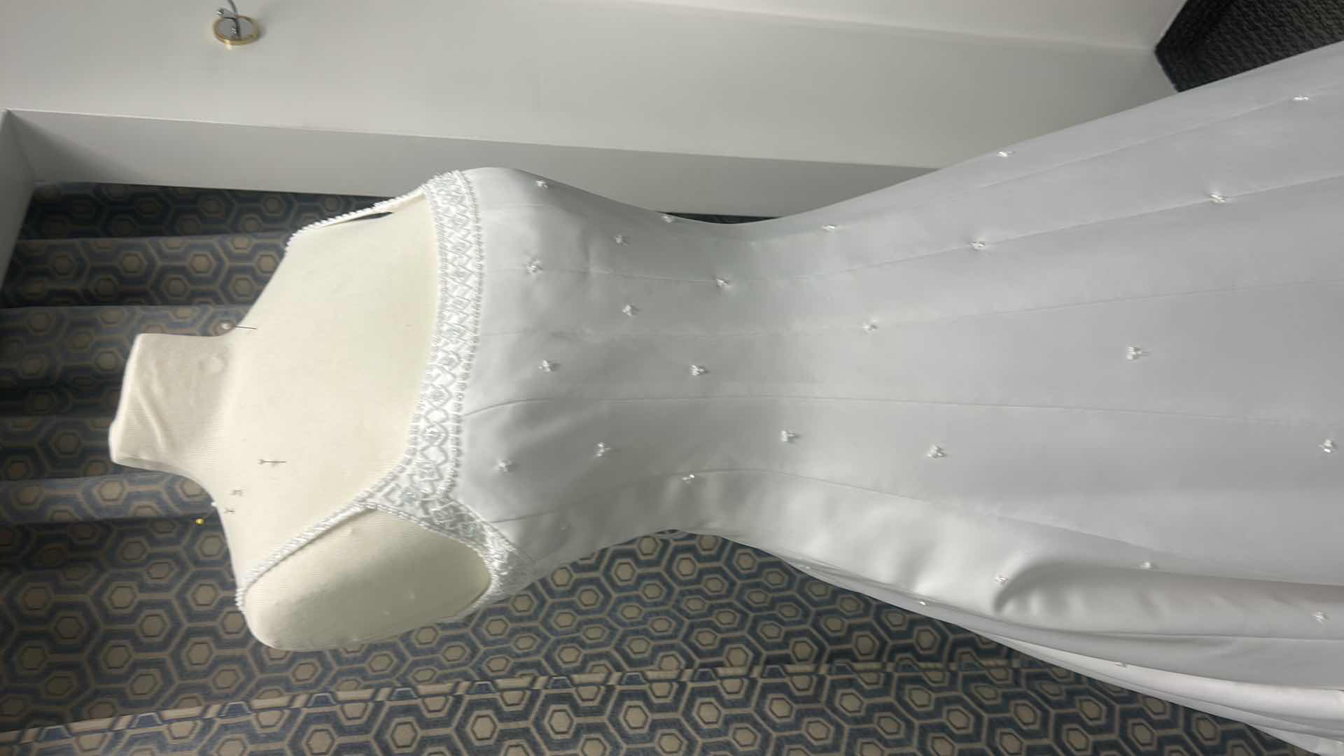 Photo 1 of BRIDAL GOWN “ BRIDAL ORGANIZATION, WHITE, BEADED BODICE, SMOOTH A-LINE SKIRT, CHAPEL -LENGHT TRAIN, SIZE12 
