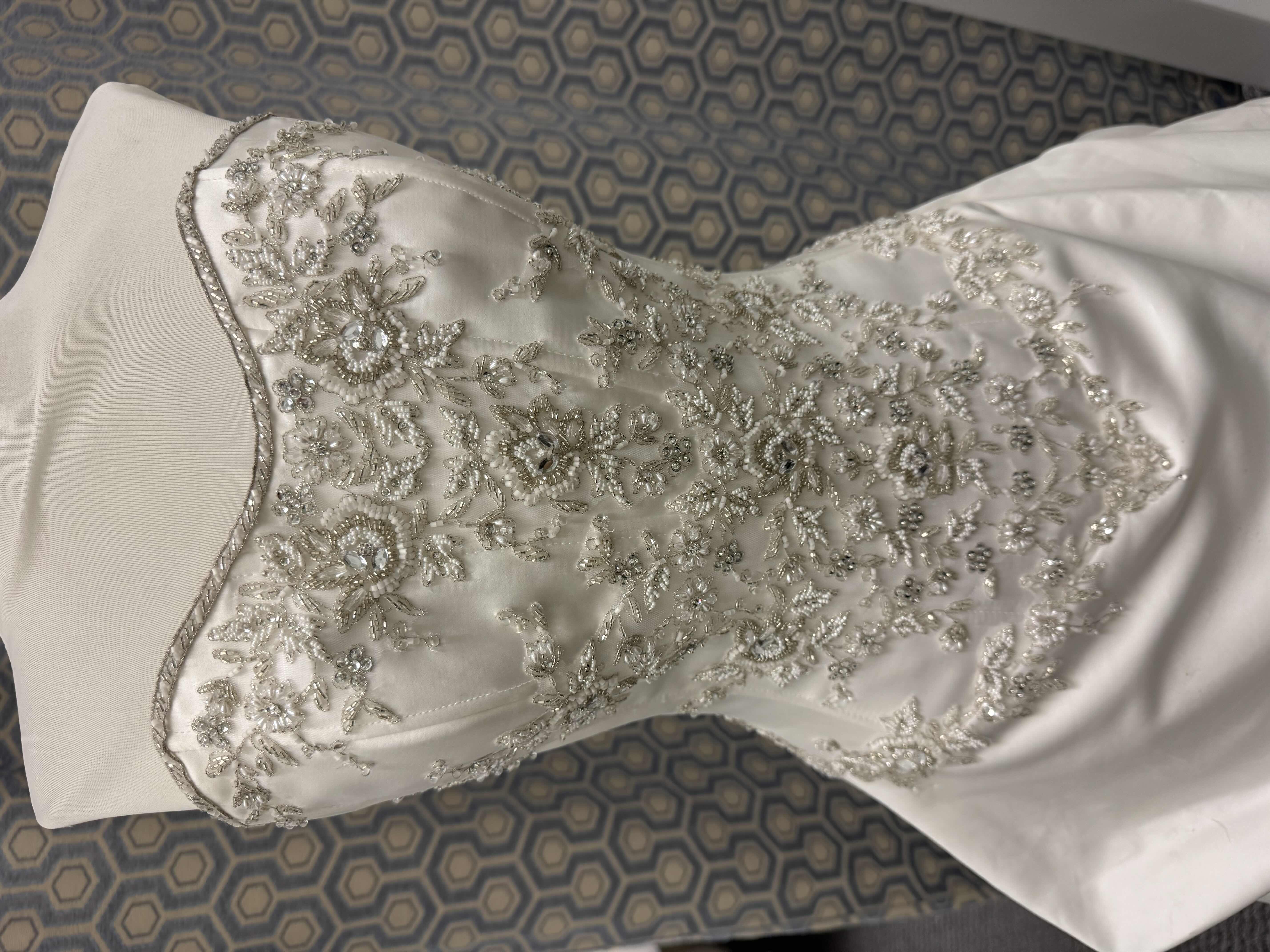 Photo 1 of BRIDAL GOWN DEMETRIOS SATIN FLORAL BEADS AND PEARL GOWN WHITE SIZE 8