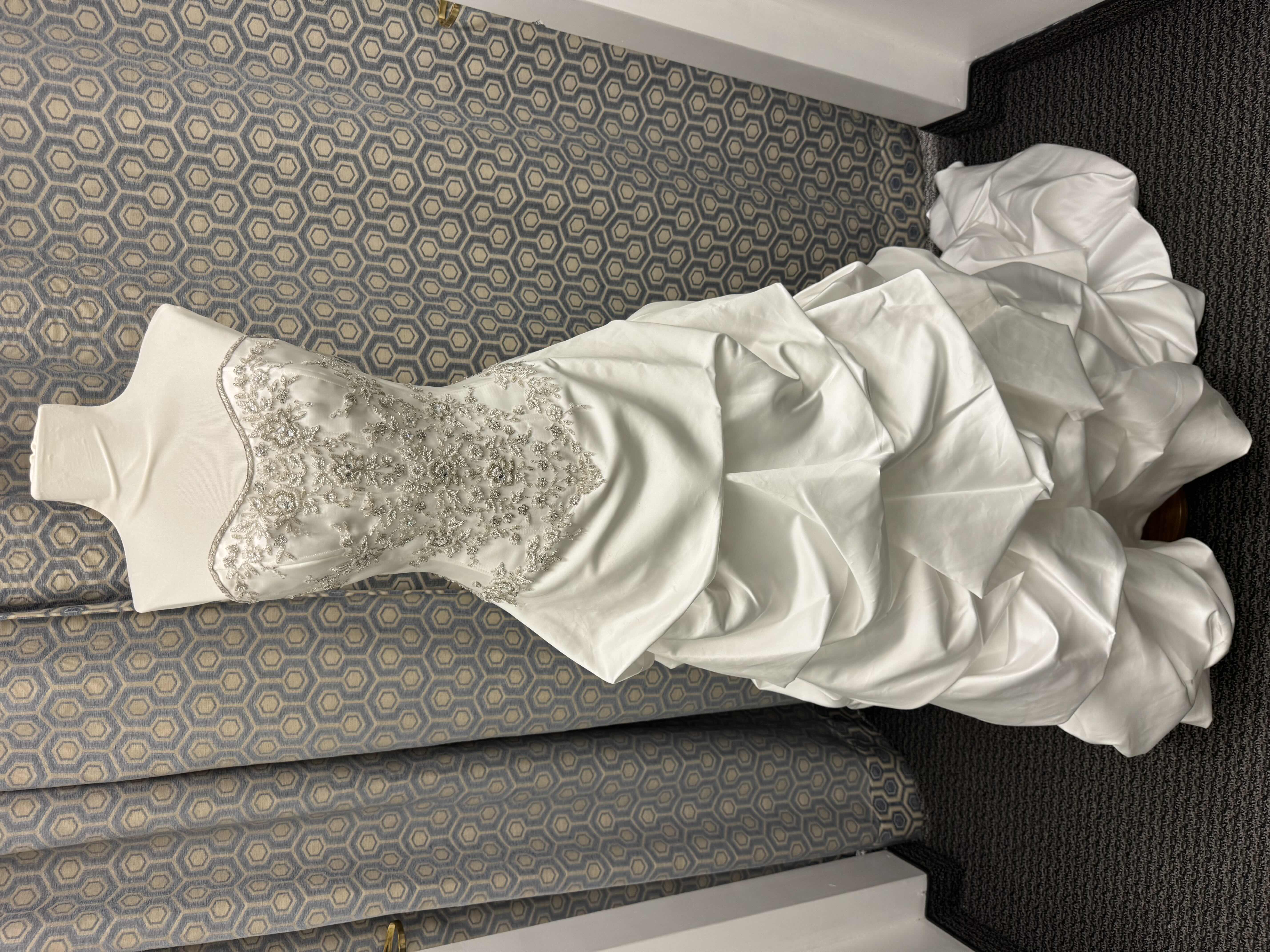 Photo 1 of BRIDAL GOWN DEMETRIOS SATIN FLORAL BEADS AND PEARL GOWN WHITE SIZE 8