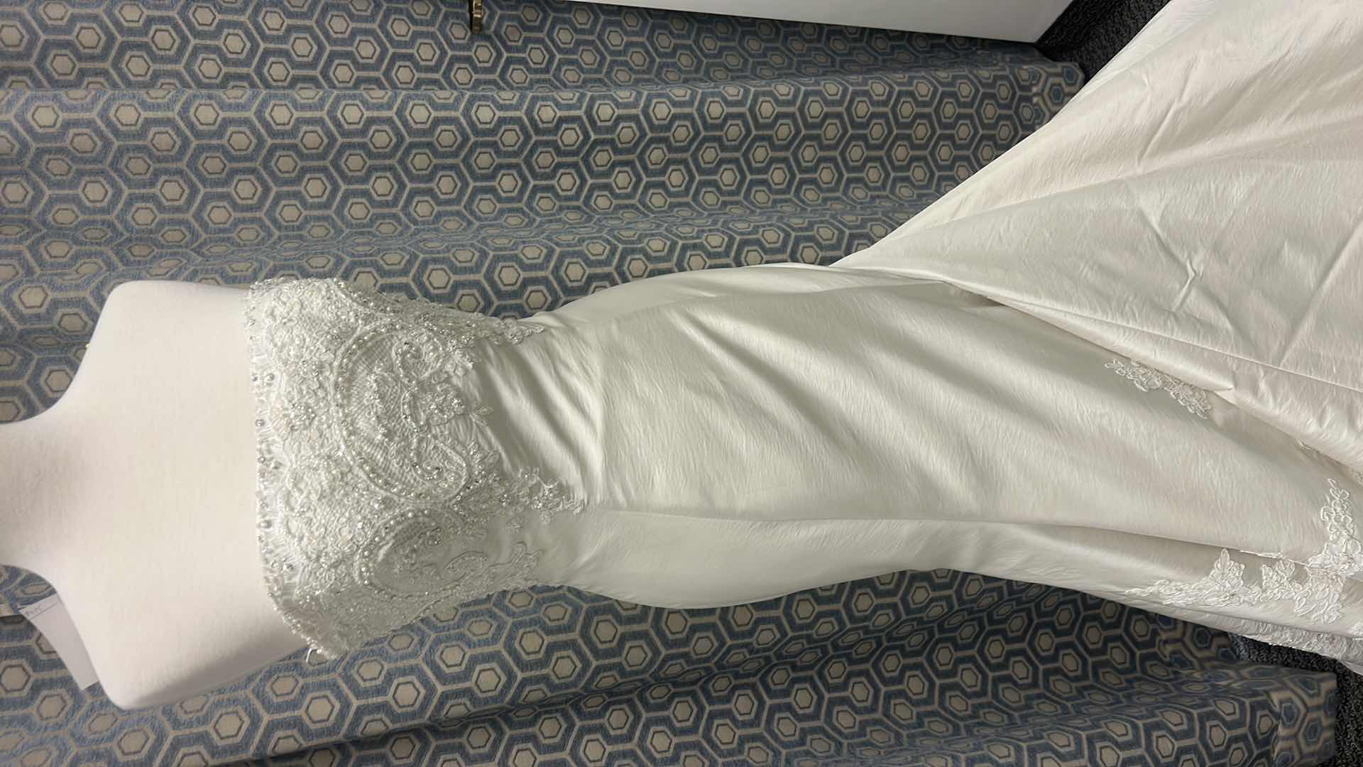 Photo 1 of BRIDAL GOWN - "CASABLANCA" SILKY TAFFETA STRAPLESS, FITTED LACE BODICE, IVORY PLATINUM WEDDING DRESS SIZE 10