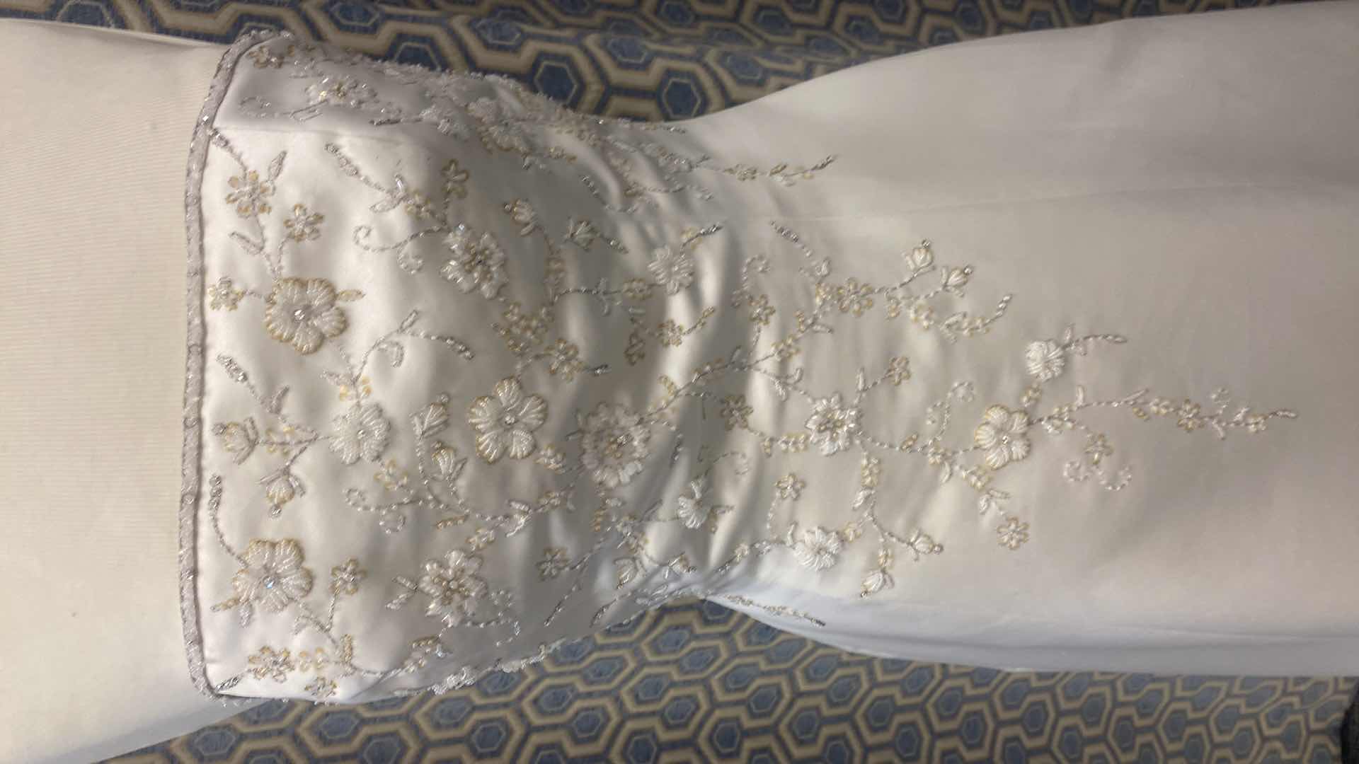 Photo 1 of BRIDAL GOWN “DEMETROG” A- LINE CIRSET BACK w FLORAL BEADING SIZE 10