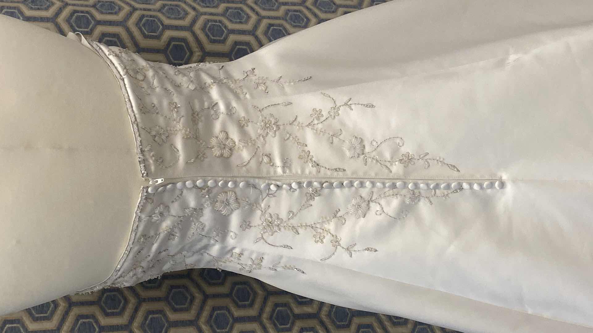 Photo 1 of BRIDAL GOWN “DEMETROG” A- LINE CIRSET BACK w FLORAL BEADING SIZE 10