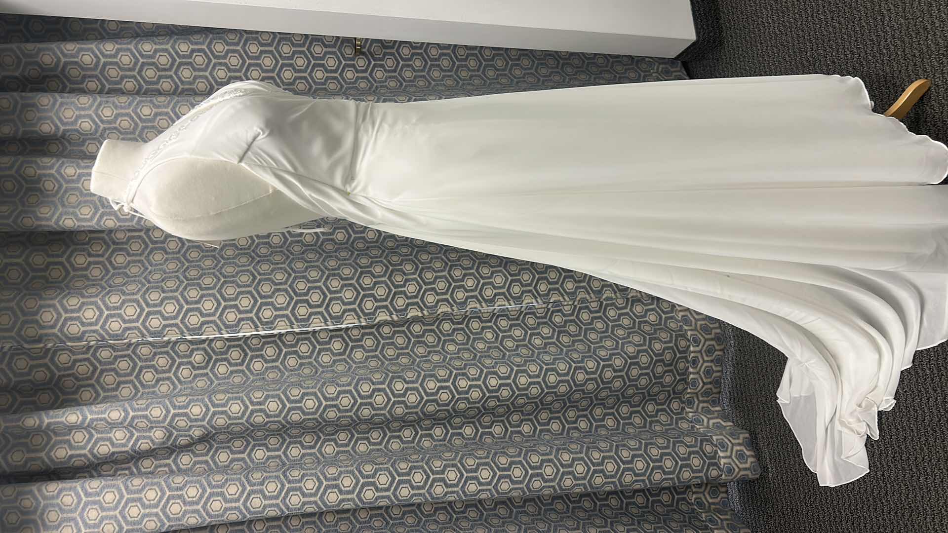 Photo 1 of BRIDAL GOWN “MAGGIE SOTTERO” ONE PIECE CHIFFON HALTER, SLIM A-LINE GOWN, BEADWORK ACCENTS AND EMBELLISHMENTS DIAMOND WHITE SIZE 10 