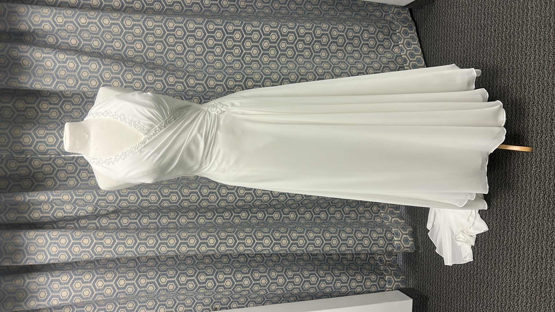 Photo 1 of BRIDAL GOWN “MAGGIE SOTTERO” ONE PIECE CHIFFON HALTER, SLIM A-LINE GOWN, BEADWORK ACCENTS AND EMBELLISHMENTS DIAMOND WHITE SIZE 10