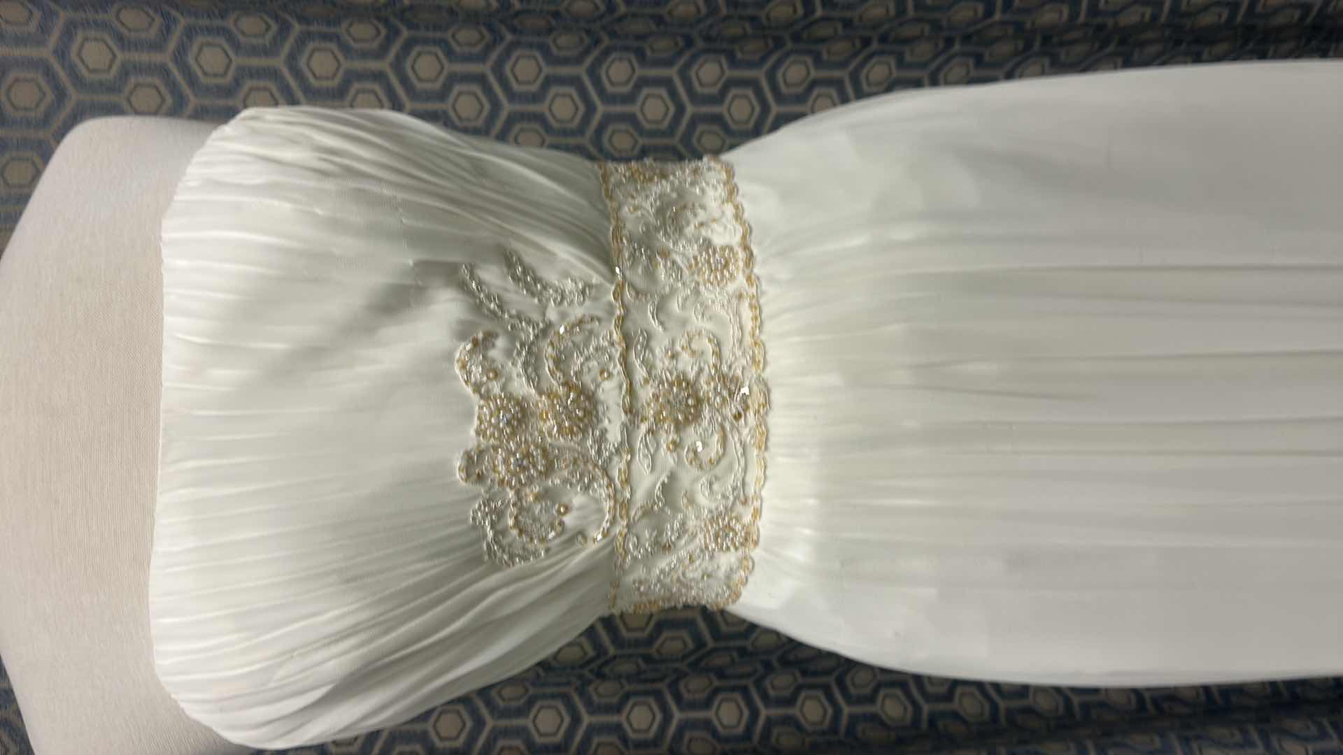 Photo 1 of BRIDAL GOWN “MAGGIE SOTTERO” ONE-PIECE STRAPLESS, SLIM-LINE GOWN WITH ZIPPER OVER INNER CORSET CLOSURE. DELICATE LACE FEATURING SWAROVSKI CRYSTALS. SIZE 10 