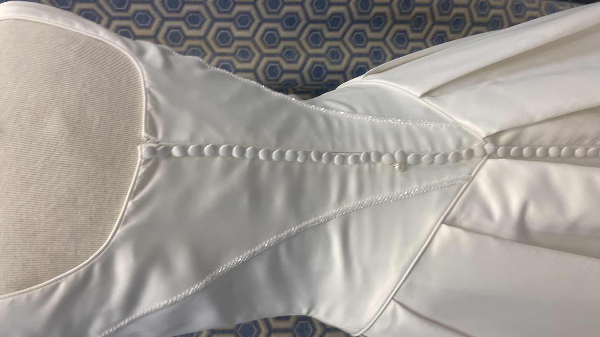 Photo 1 of BRIDAL GOWN “MONIQUE” WHITE SATIN PRINCESS BODICE w PEARLS SIZE 10
