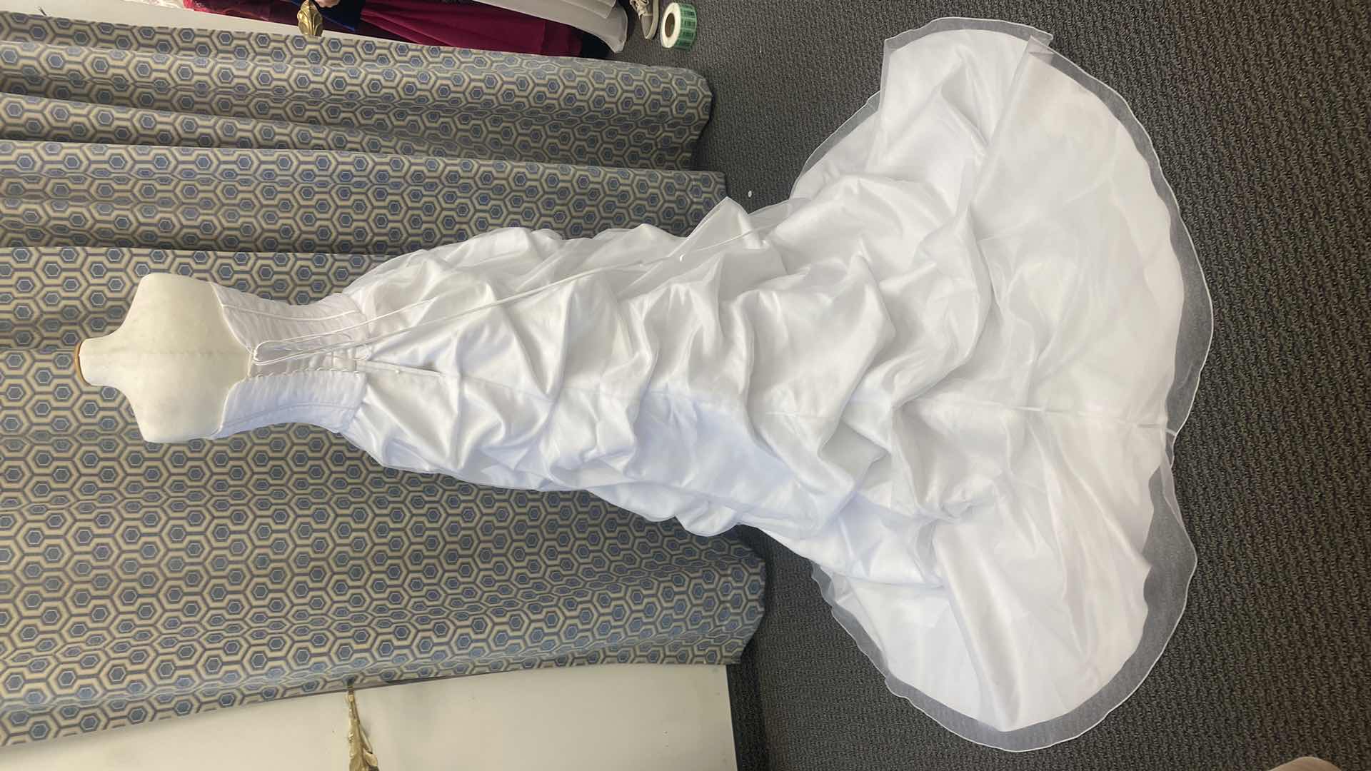 Photo 1 of BRIDAL GOWN  “MAGGIE SOTTERO COUTURE” STRAPLESS WHITE SATIN ALINE CORSET BACK w FLORAL BEADWORK SIZE 10