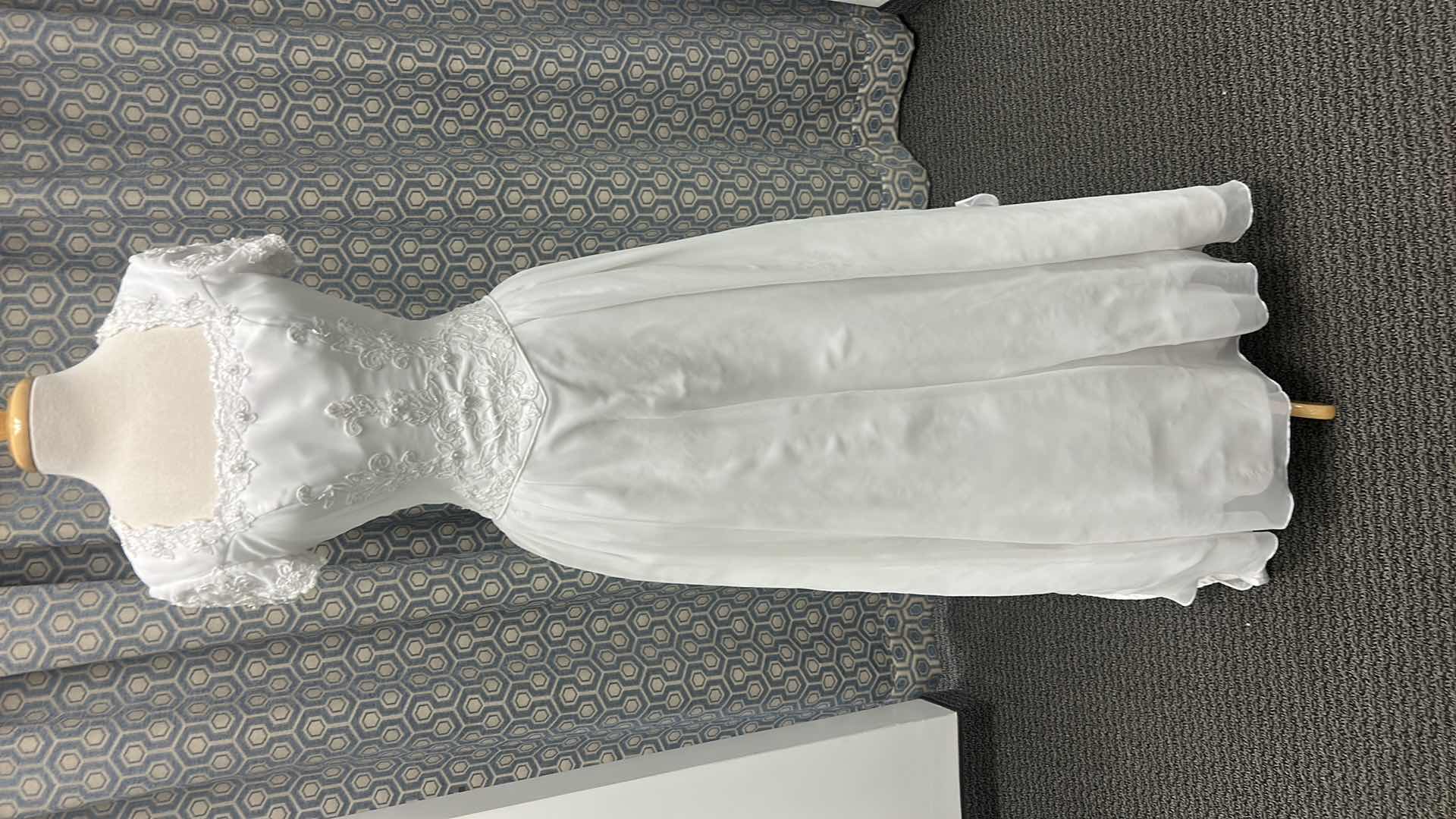 Photo 1 of BRIDAL GOWN, “BRIDAL ELEGANCE” MOONLIGHT WHITE, SHORT-SLEEVED SQUARE NECKLINE, EMBROIDERED BODICE, FULL CHIFFON TRAIN SIZE 6, 