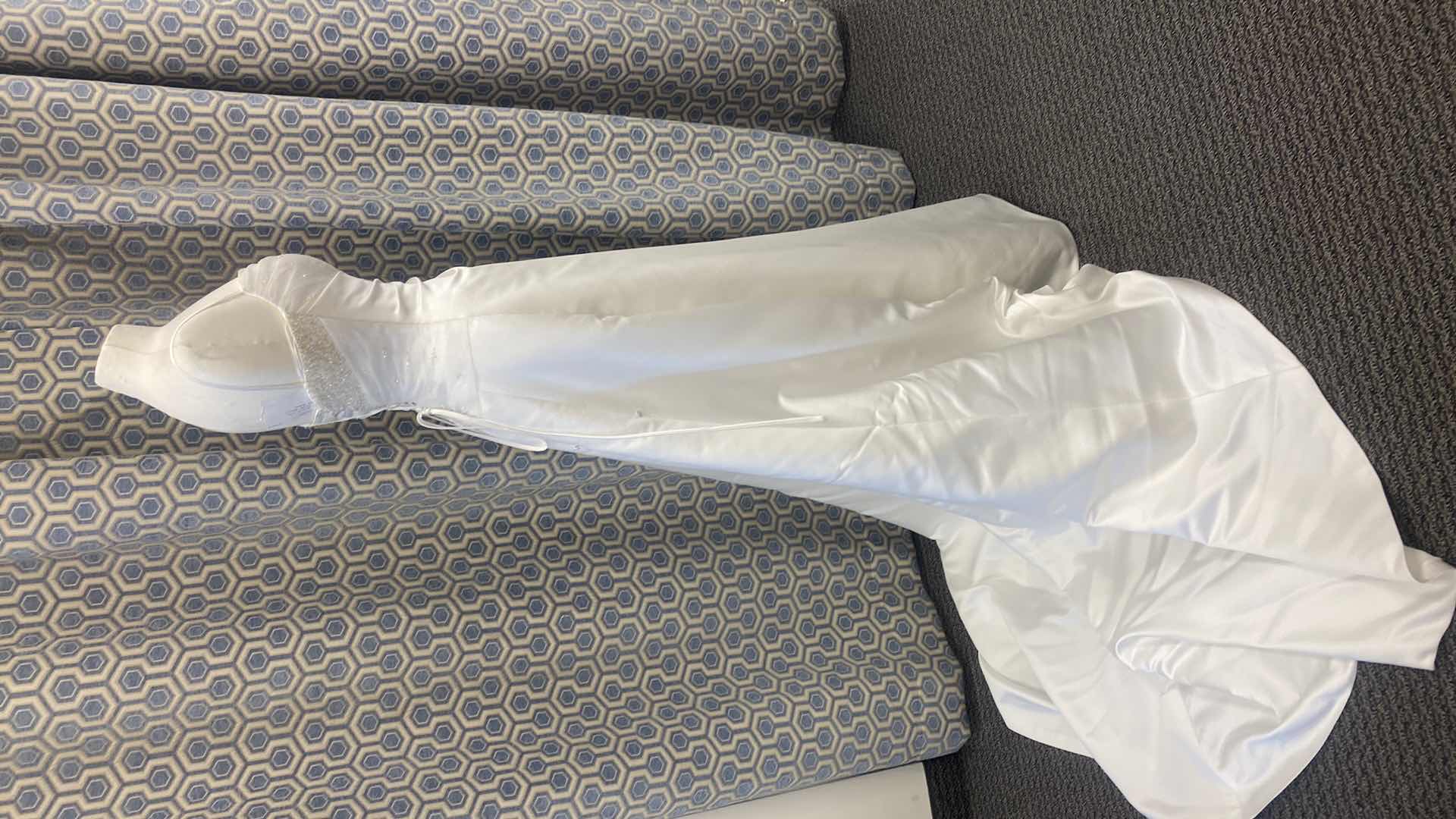 Photo 1 of BRIDAL GOWN  “MAGGIE SOTTERO COUTURE” WHITE SATIN STRAPPED CORSET BACK w RHINESTONE  SIZE 6