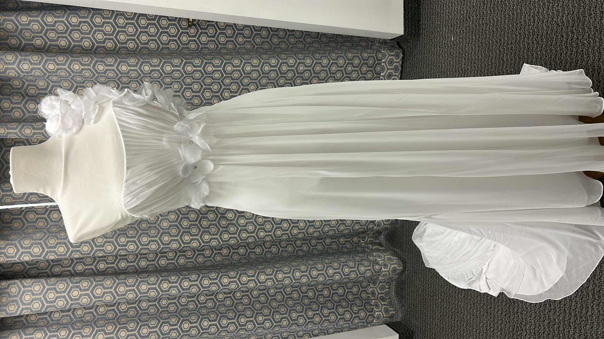Photo 1 of BRIDAL GOWN, MOONLIGHT WHITE, SHORT-SLEEVED SQUARE NECKLINE, EMBROIDERED BODICE, FULL CHIFFON TRAIN, SIZE 4 
