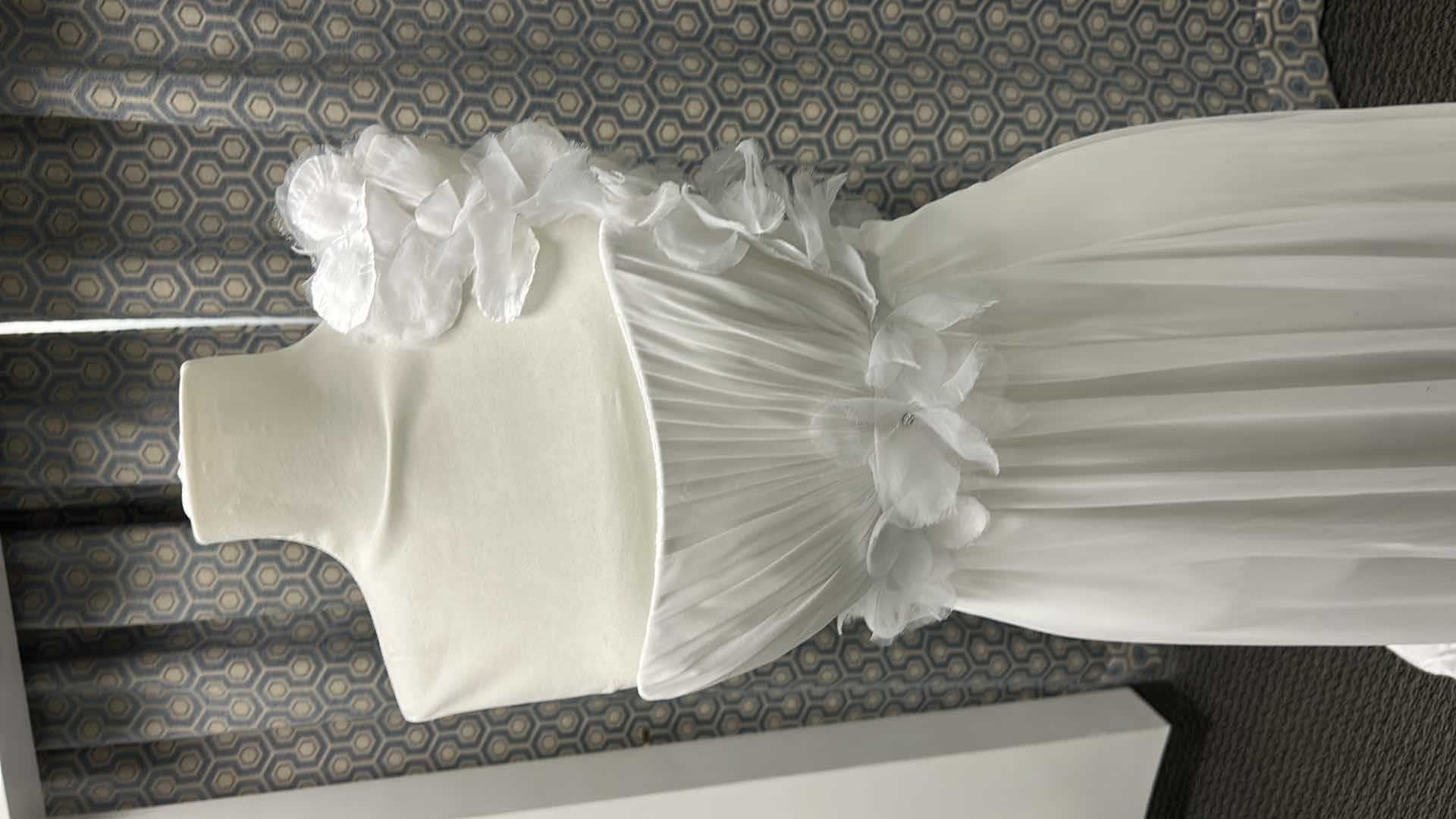 Photo 1 of BRIDAL GOWN, MOONLIGHT WHITE, SHORT-SLEEVED SQUARE NECKLINE, EMBROIDERED BODICE, FULL CHIFFON TRAIN, SIZE 4 