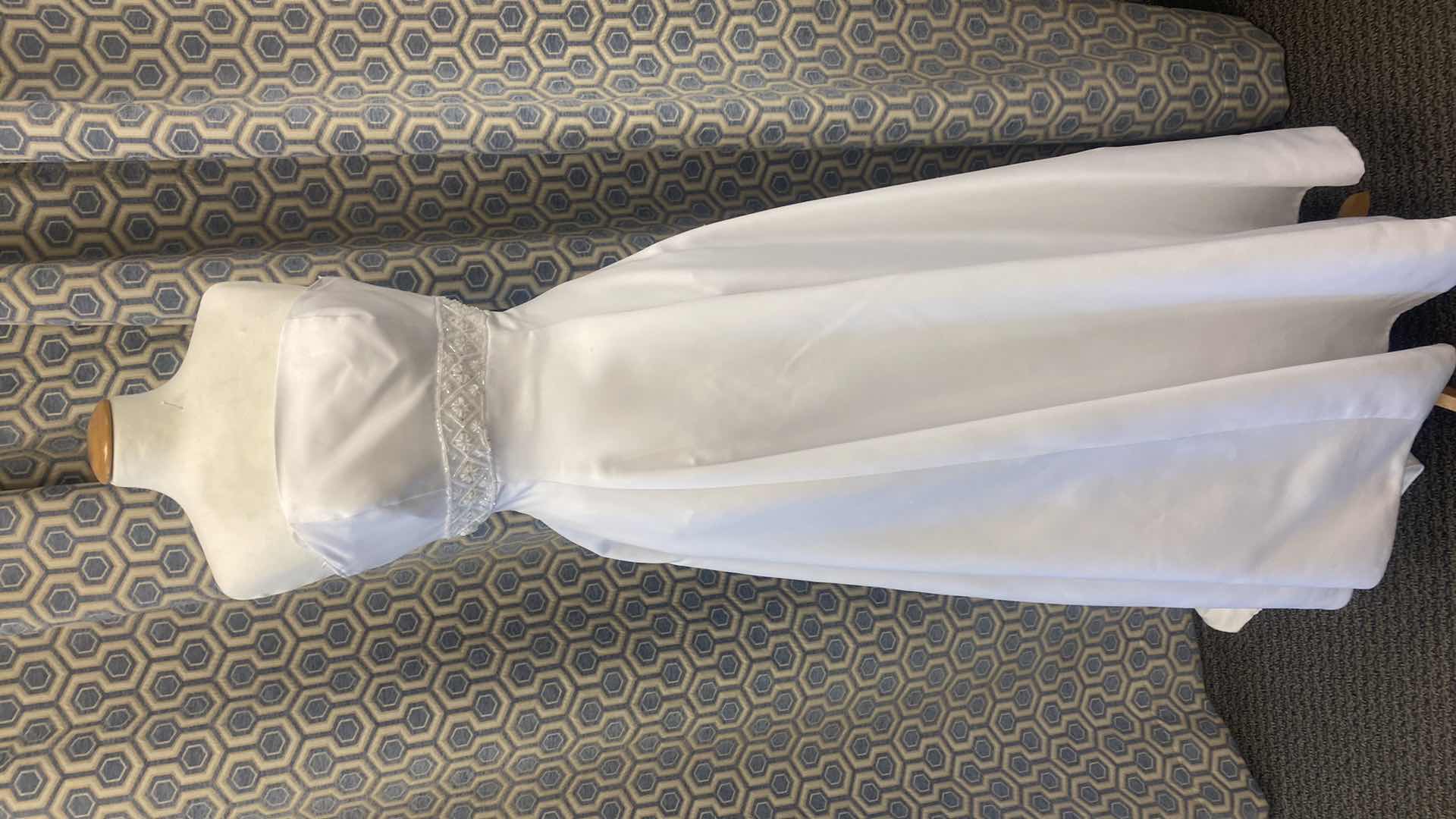 Photo 1 of BRIDAL GOWN “KATHRYN LA’CROX” WHITE SATIN w PEARL BEADED BAND  SIZE 6
