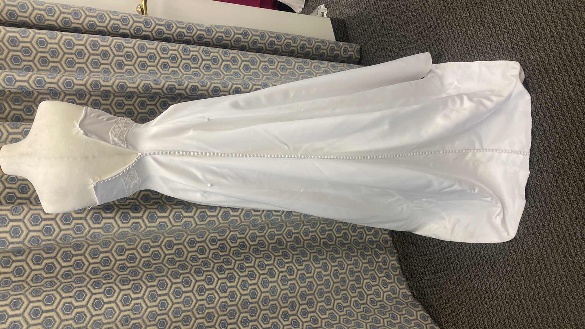 Photo 1 of BRIDAL GOWN “KATHRYN LA’CROX” WHITE SATIN w PEARL BEADED BAND  SIZE 6