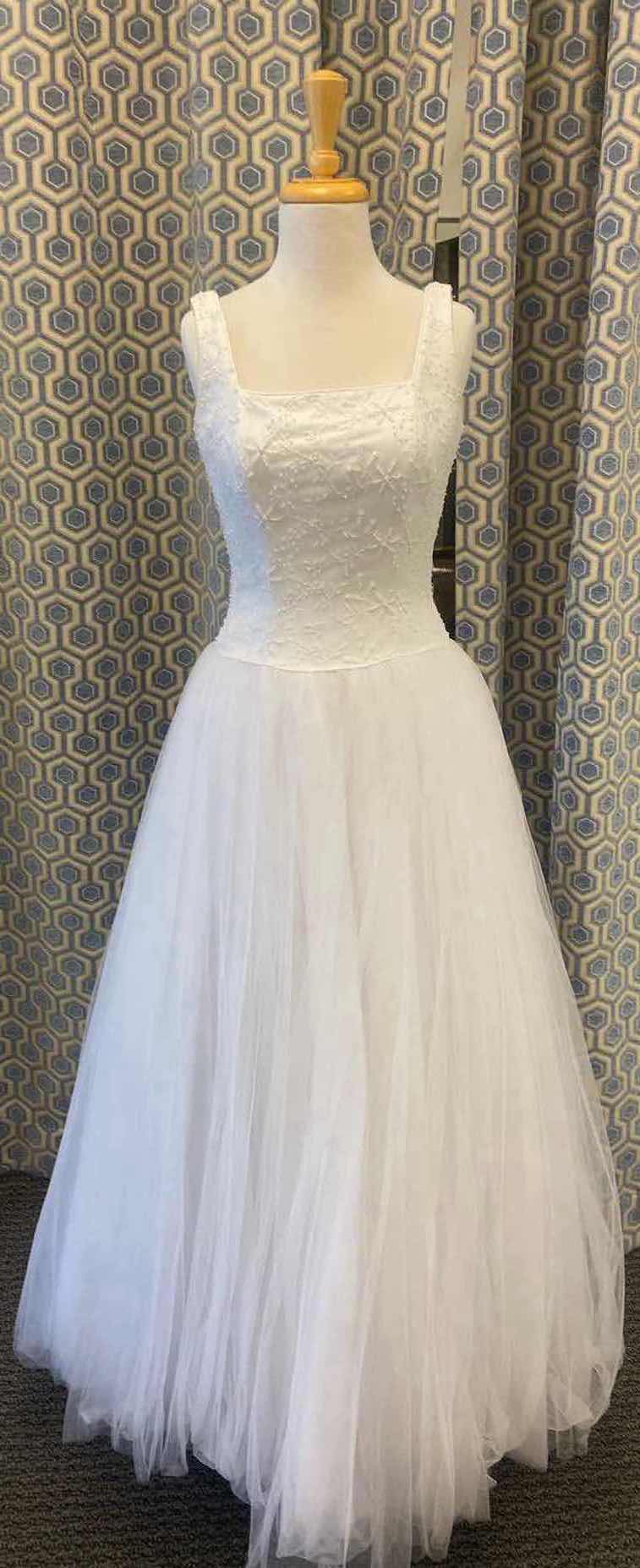 Photo 1 of BRIDAL GOWN “BRIDAL ELEGANCE” WHITE CHIFFON w TULE & PEARL BEADING IN TOP SIZE 8