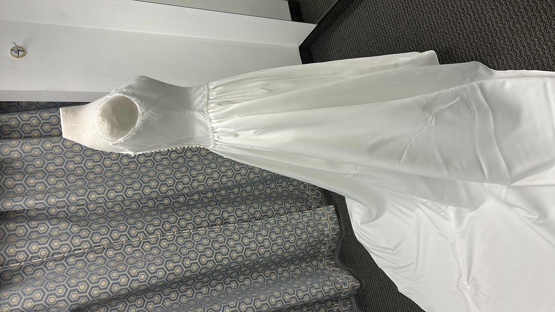 Photo 1 of BRIDAL GOWN, “KATHYRN LACROIX, IVORY, SPAGHETTI STRAP, BEADED SATIN, FULL SKIRT, BEADED NECKLINE, SIZE 8 