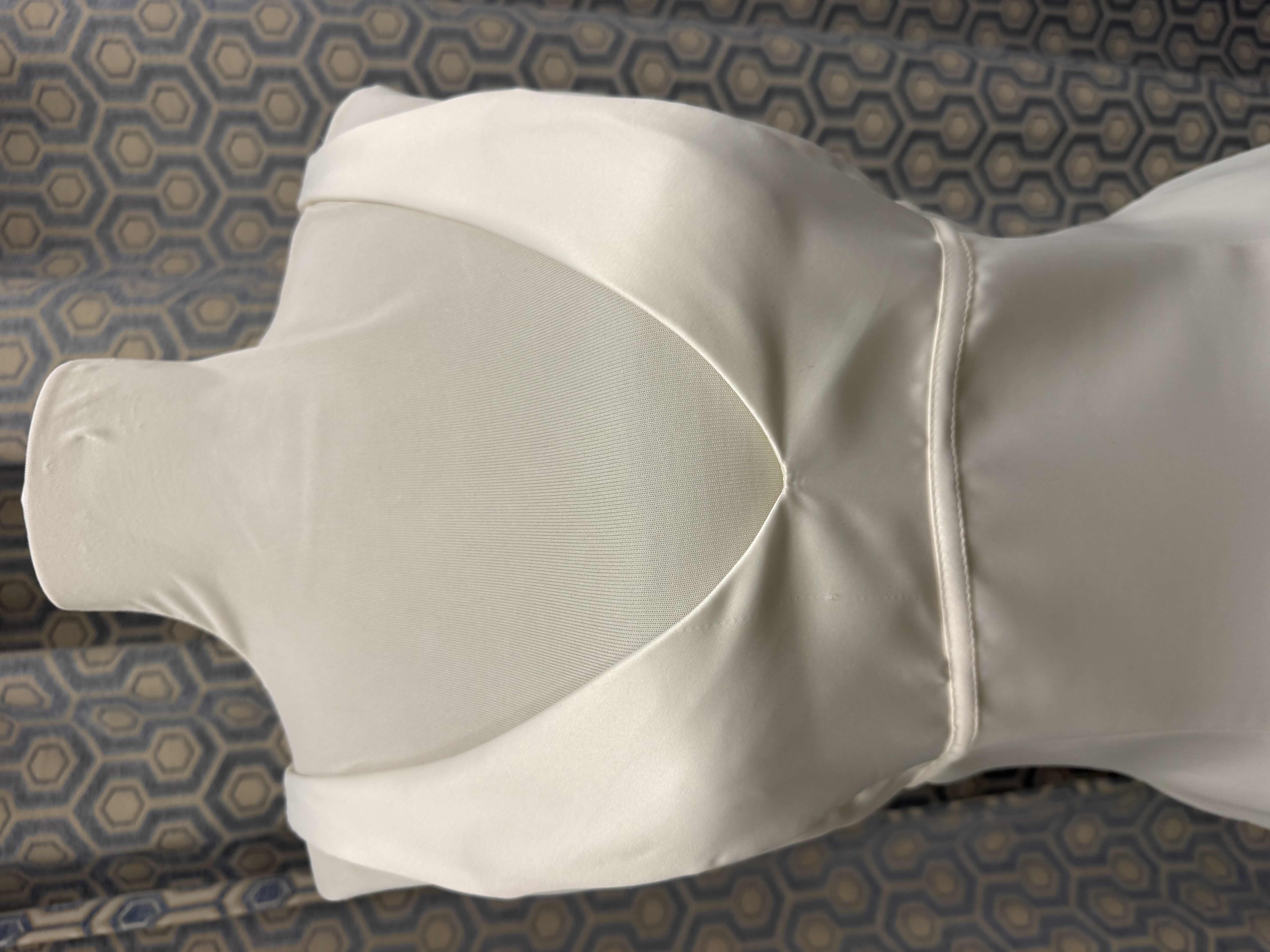Photo 1 of BRIDAL GOWN JESSICA MCCLINTOCK ONE PIECE A LINE PORTRAIT NECK SATIN GOWN IVORY SIZE 8