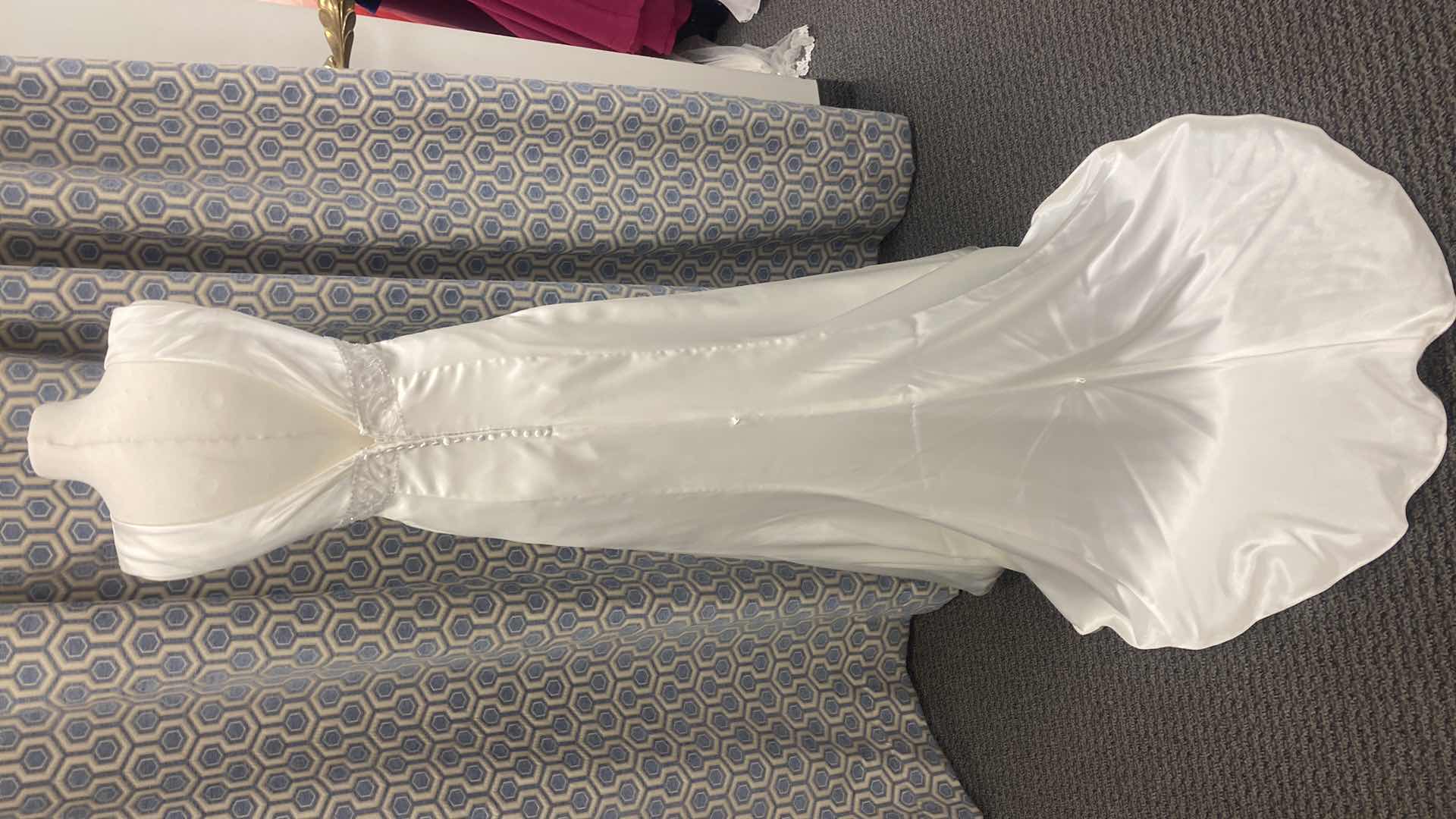 Photo 1 of BRIDAL GOWN  “MAGGIE SOTTERO COUTURE” WHITE SATIN w RHINESTONE & BUSTLE  SIZE 8