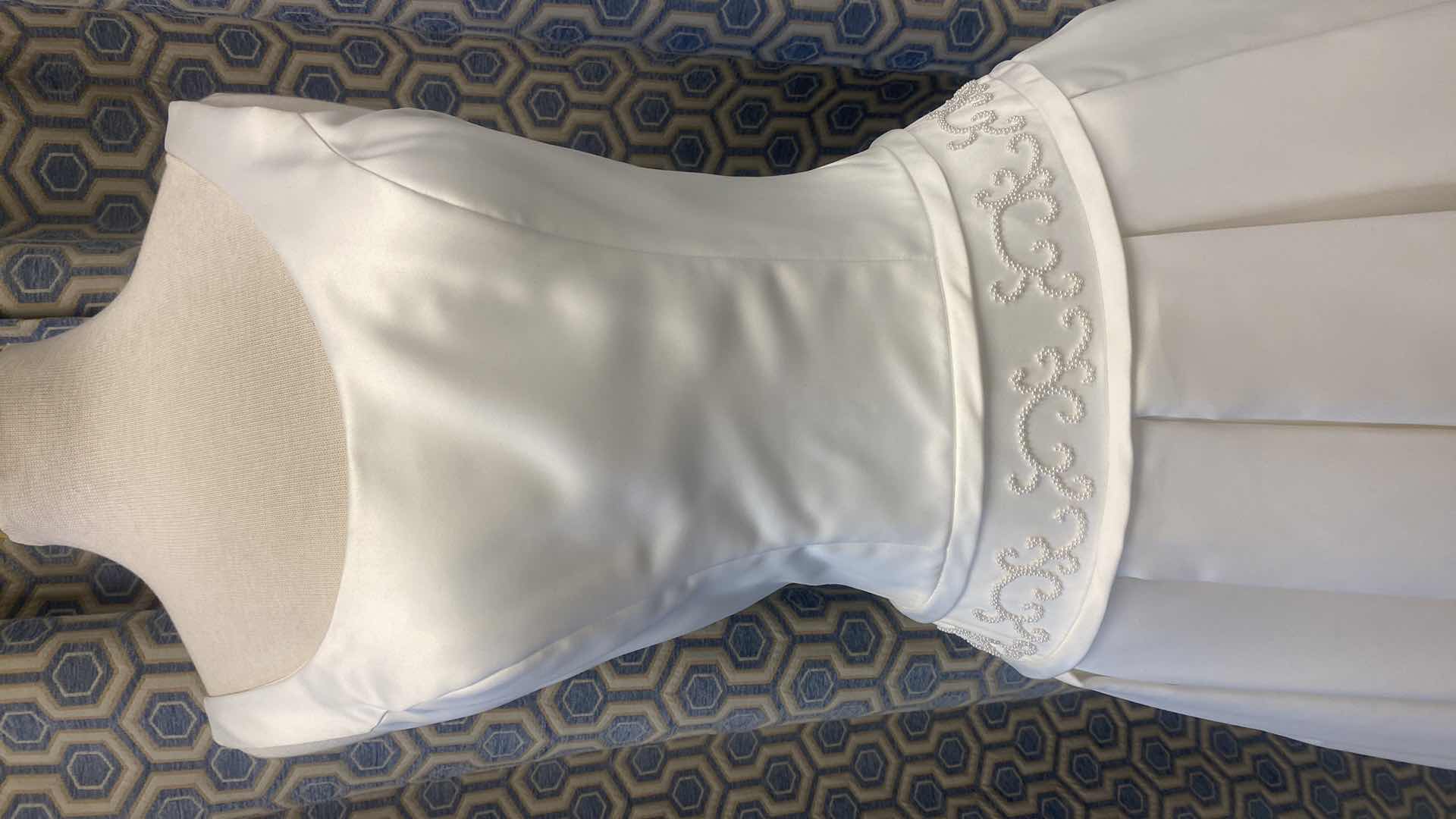 Photo 1 of BRIDAL GOWN “PALOMA BLANCA” IVORY DROPPED WAIST SATIN w PEARL BEADING SIZE 8