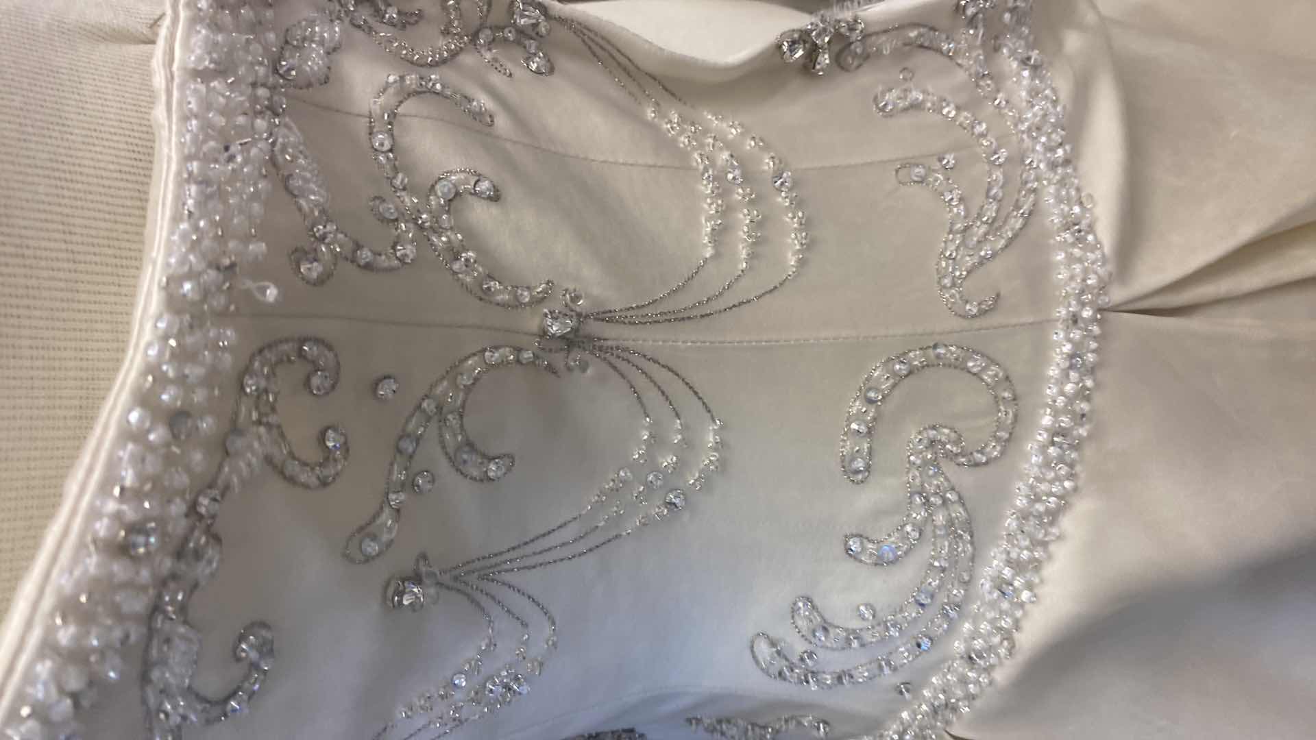 Photo 1 of BRIDAL GOWN “MOONLIGHT” IVORY BRUSHED SATIN STRAPLESS WITH RHINESTONES & BEADS SIZE 8