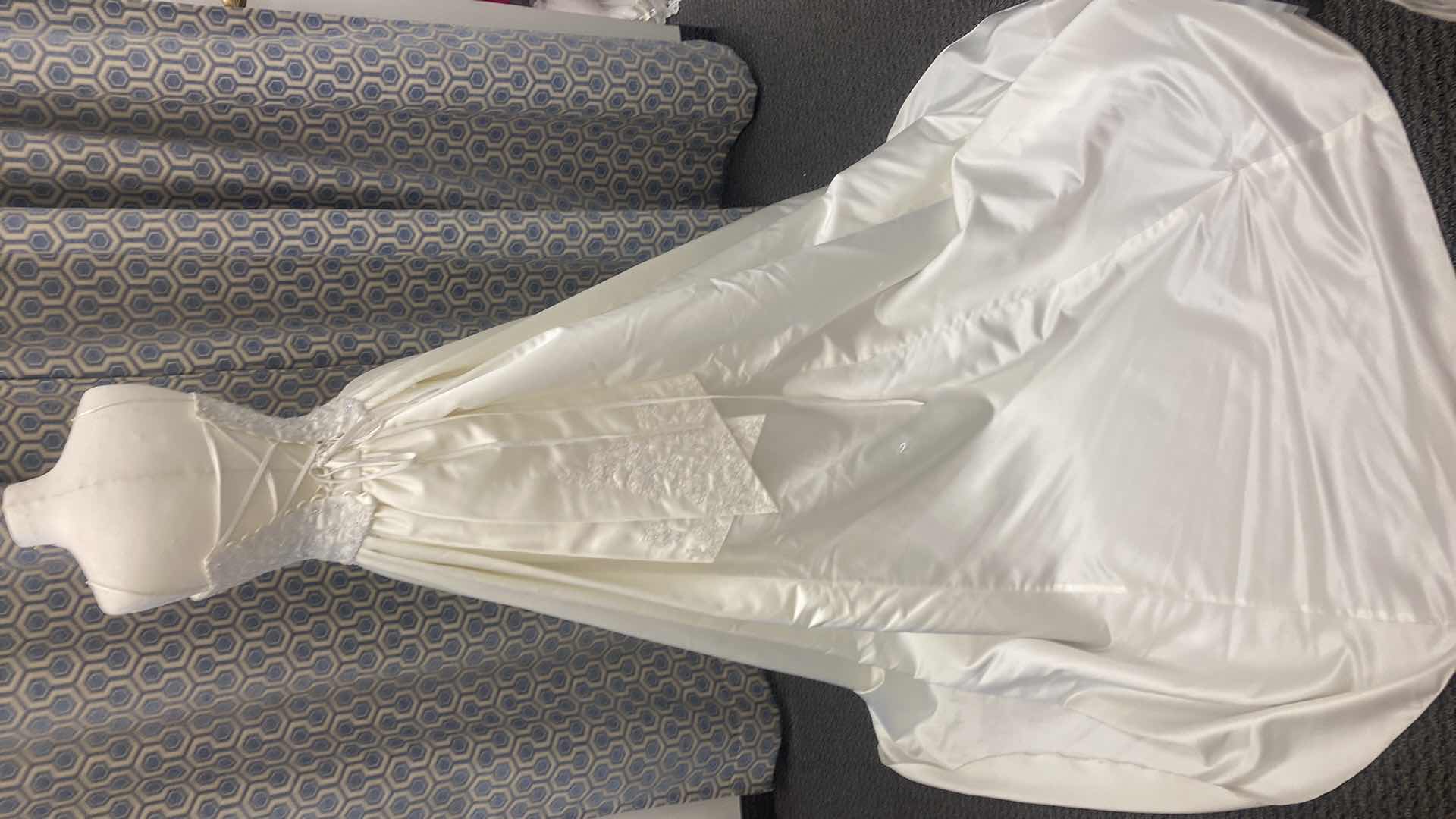 Photo 1 of  BRIDAL GOWN  “MAGGIE SOTTERO COUTURE” WHITE SATIN w RHINESTONE & CORSET BACK  SIZE 8