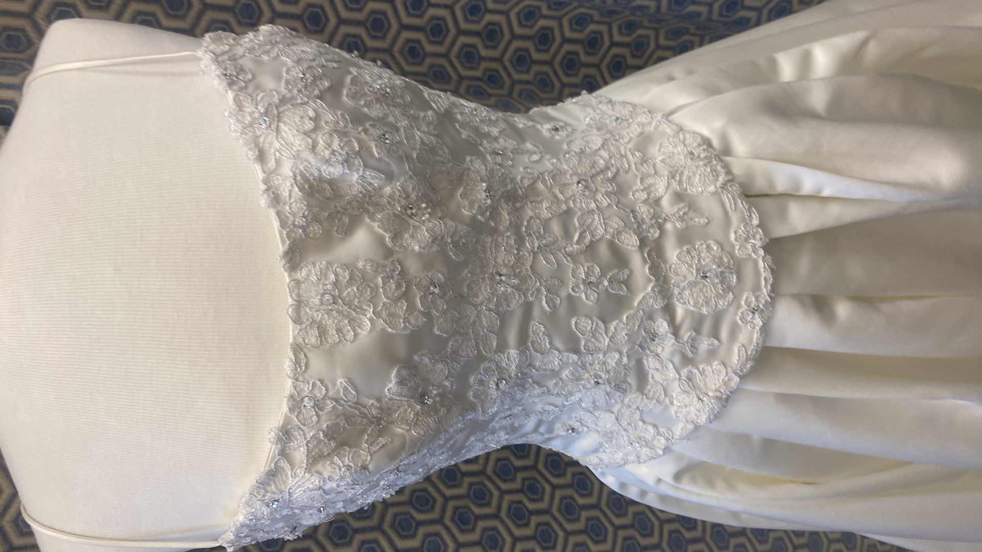 Photo 1 of  BRIDAL GOWN  “MAGGIE SOTTERO COUTURE” WHITE SATIN w RHINESTONE & CORSET BACK  SIZE 8