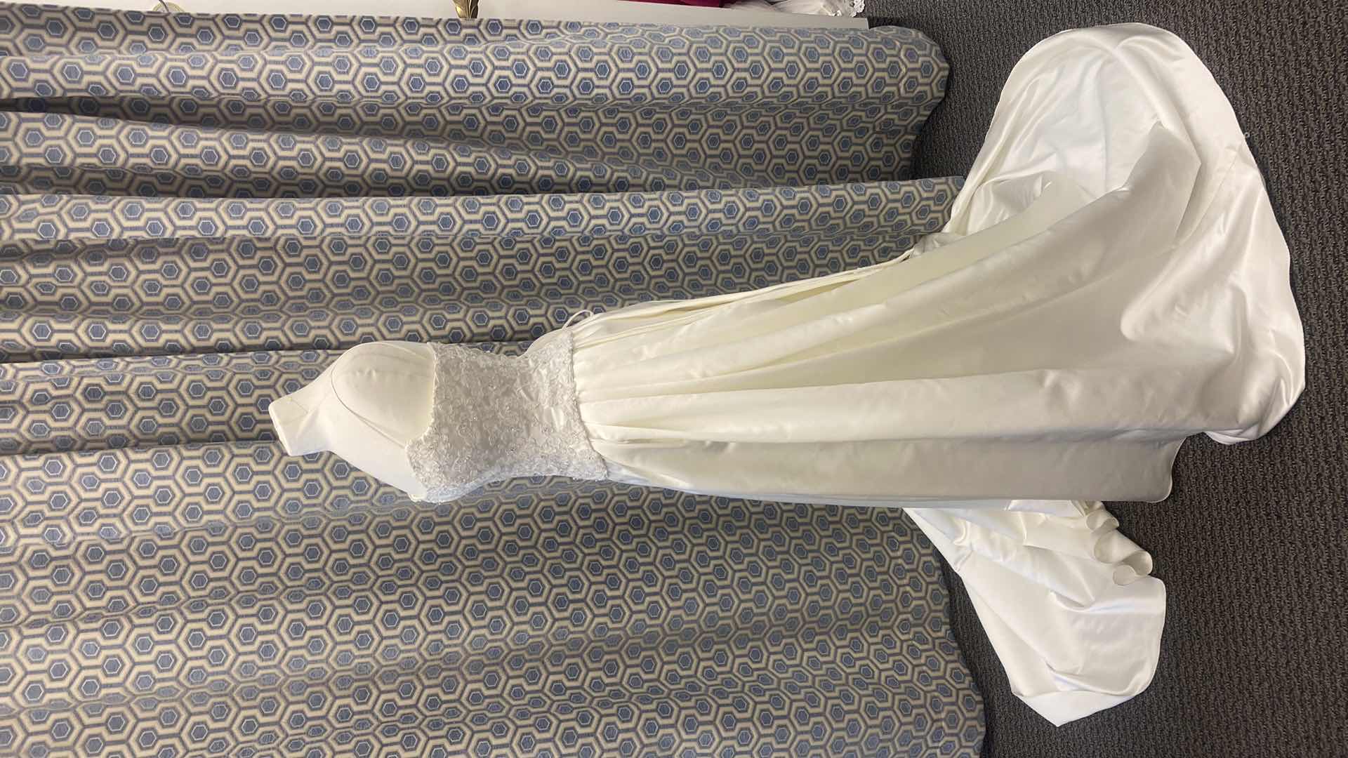 Photo 1 of  BRIDAL GOWN  “MAGGIE SOTTERO COUTURE” WHITE SATIN w RHINESTONE & CORSET BACK  SIZE 8
