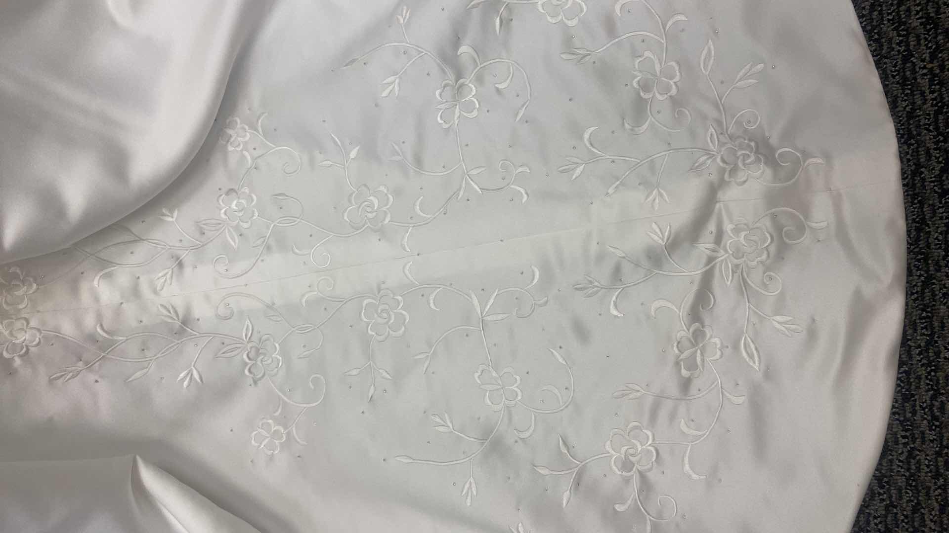 Photo 1 of BRIDAL GOWN "BRIDAL ORIGINALS" WHITE SATIN w EMBROIDERED TOP SIZE 8
