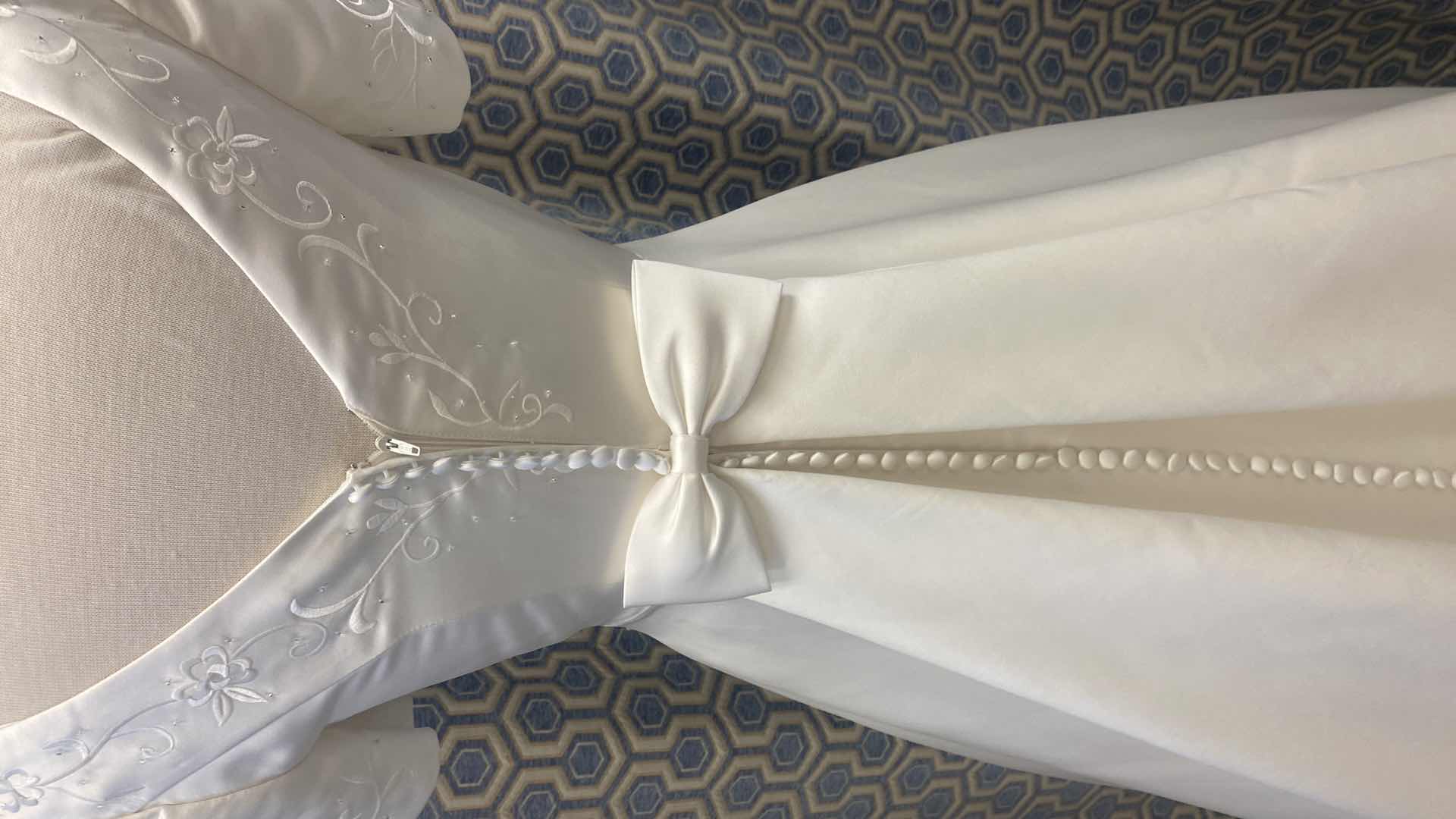 Photo 1 of BRIDAL GOWN "BRIDAL ORIGINALS" WHITE SATIN w EMBROIDERED TOP SIZE 8