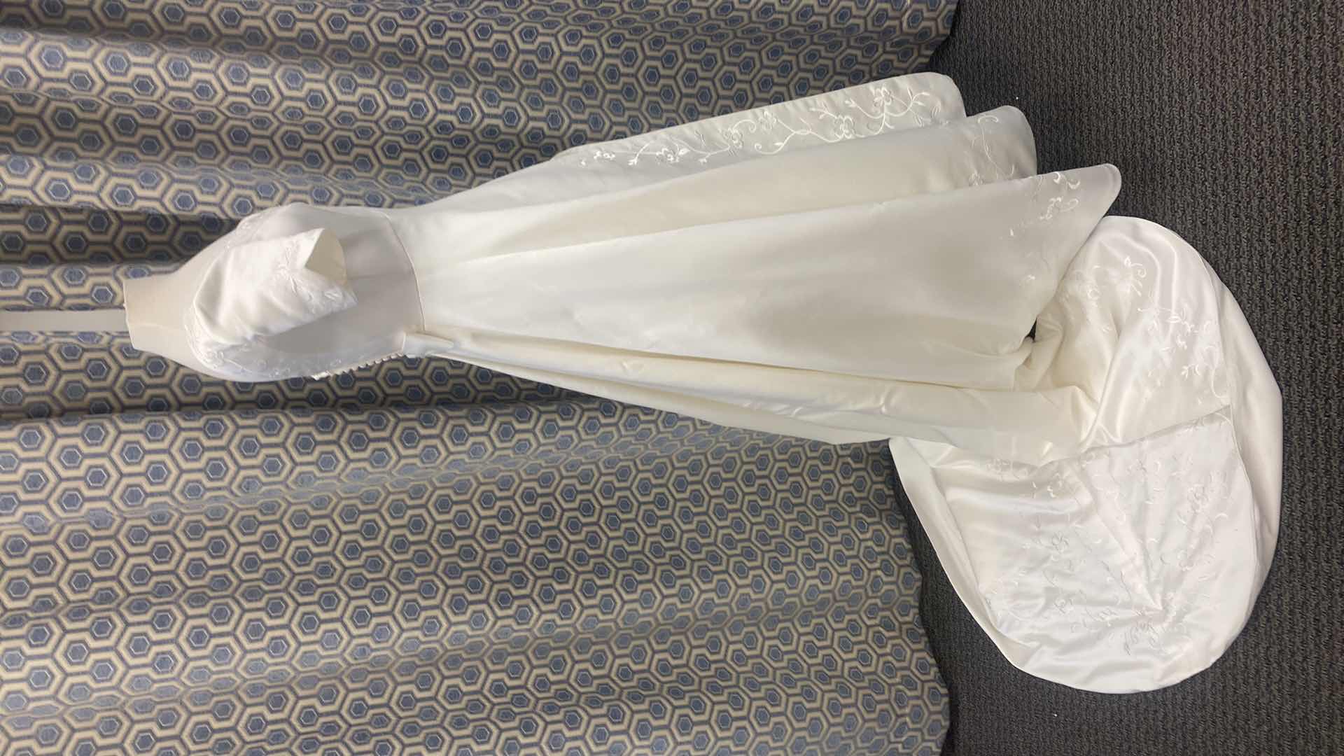 Photo 1 of BRIDAL GOWN "BRIDAL ORIGINALS" WHITE SATIN w EMBROIDERED TOP SIZE 8