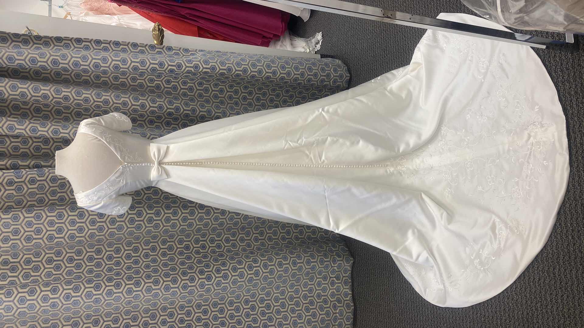 Photo 1 of BRIDAL GOWN "BRIDAL ORIGINALS" WHITE SATIN w EMBROIDERED TOP SIZE 8
