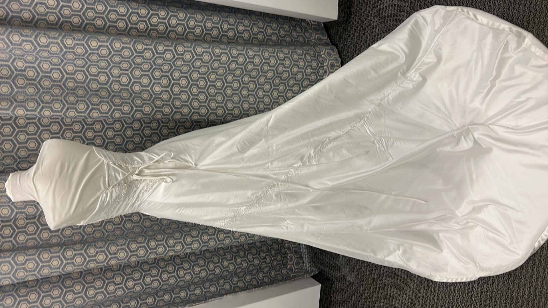 Photo 1 of BRIDAL GOWN BY MAGGIE SOTERO, ONE-PIECE STRAPLESS A-LINE SILHOUETTE WITH CORSET, SWAROVSKI CRYSTALS, PEARLS, AND SEED BEADS IN THE SHADE WHITE DIAMOND, SIZE 6. 