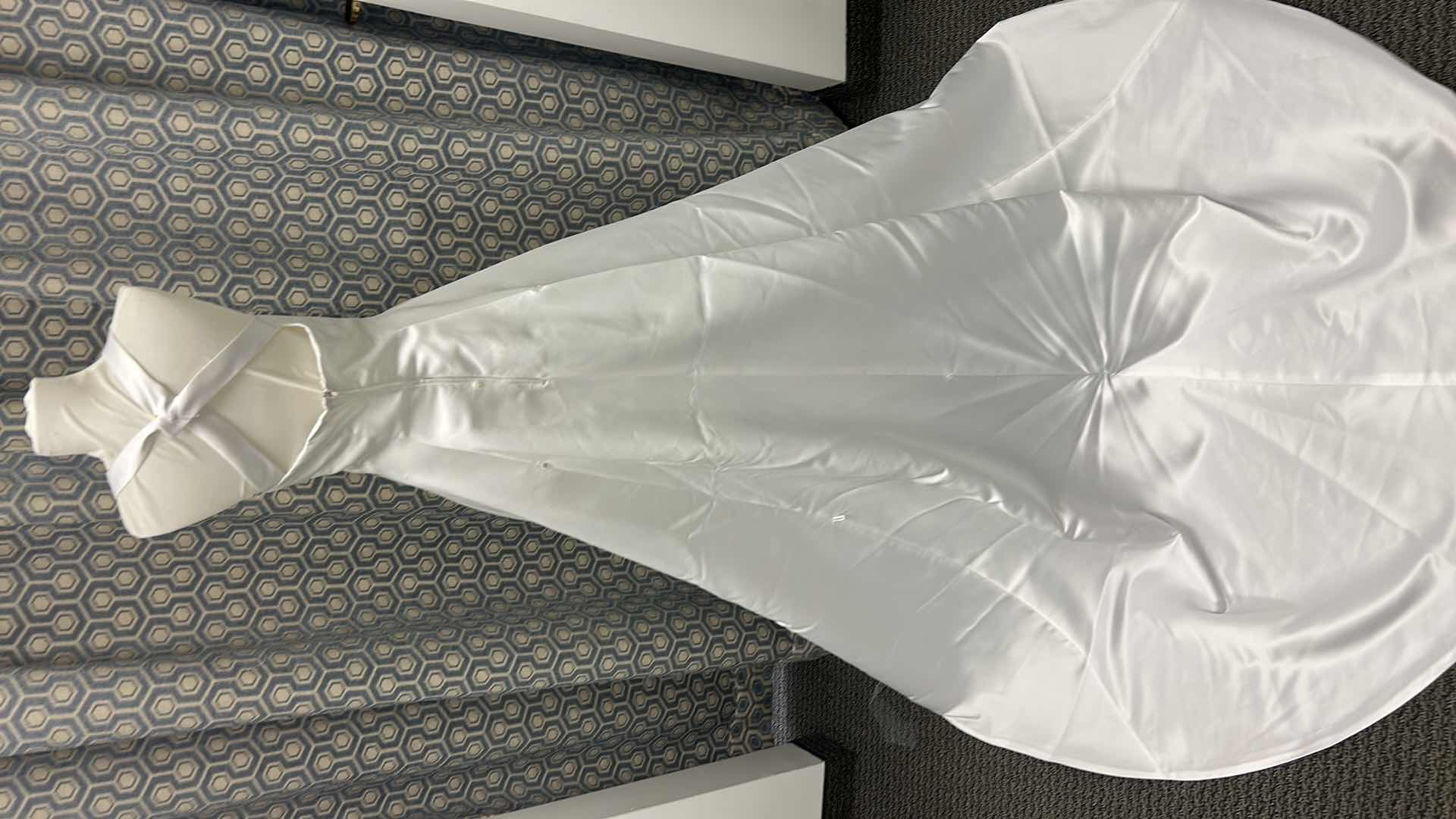 Photo 1 of BRIDAL GOWN, BRIDAL ELEGANCE BY AMY LEE, WHITE, ALL SATIN A-LINE, MEDIUM TRAIN, SIZE 8