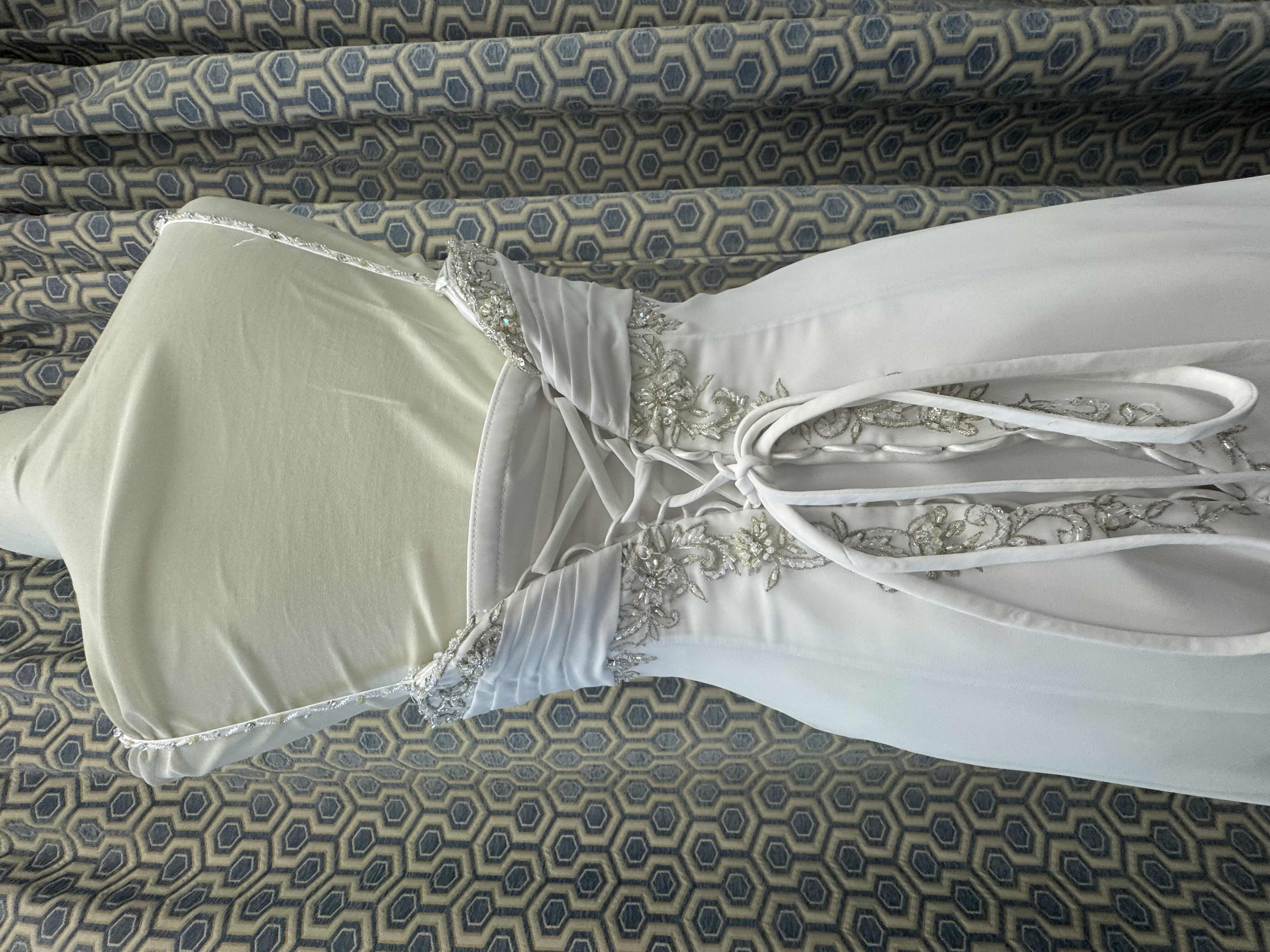 Photo 1 of BRIDAL GOWN MAGGIE SOTTERO ONE PIECE CHIFFON SLIM A LINE CORSET BACK WHITE SIZE 8