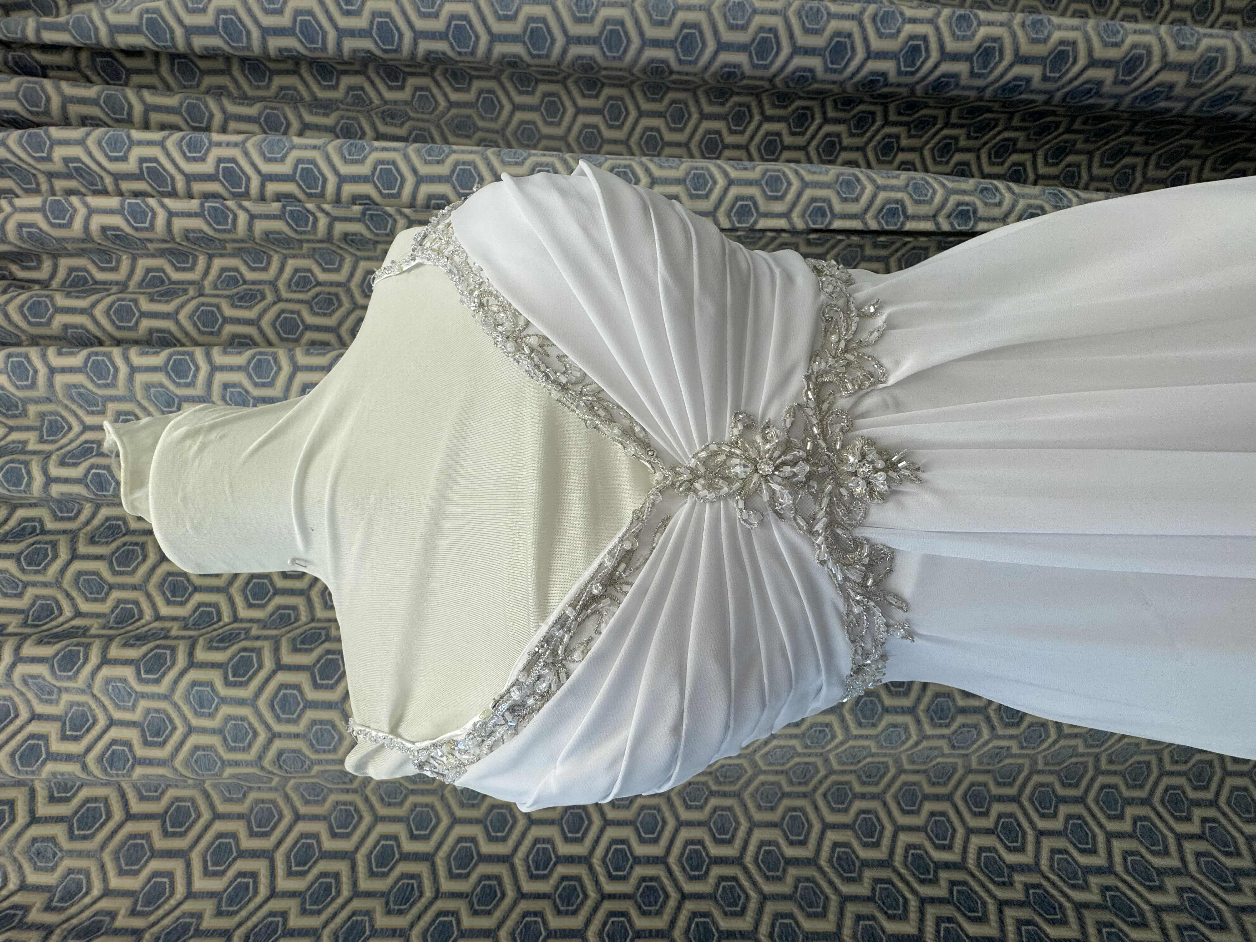 Photo 1 of BRIDAL GOWN MAGGIE SOTTERO ONE PIECE CHIFFON SLIM A LINE CORSET BACK WHITE SIZE 8