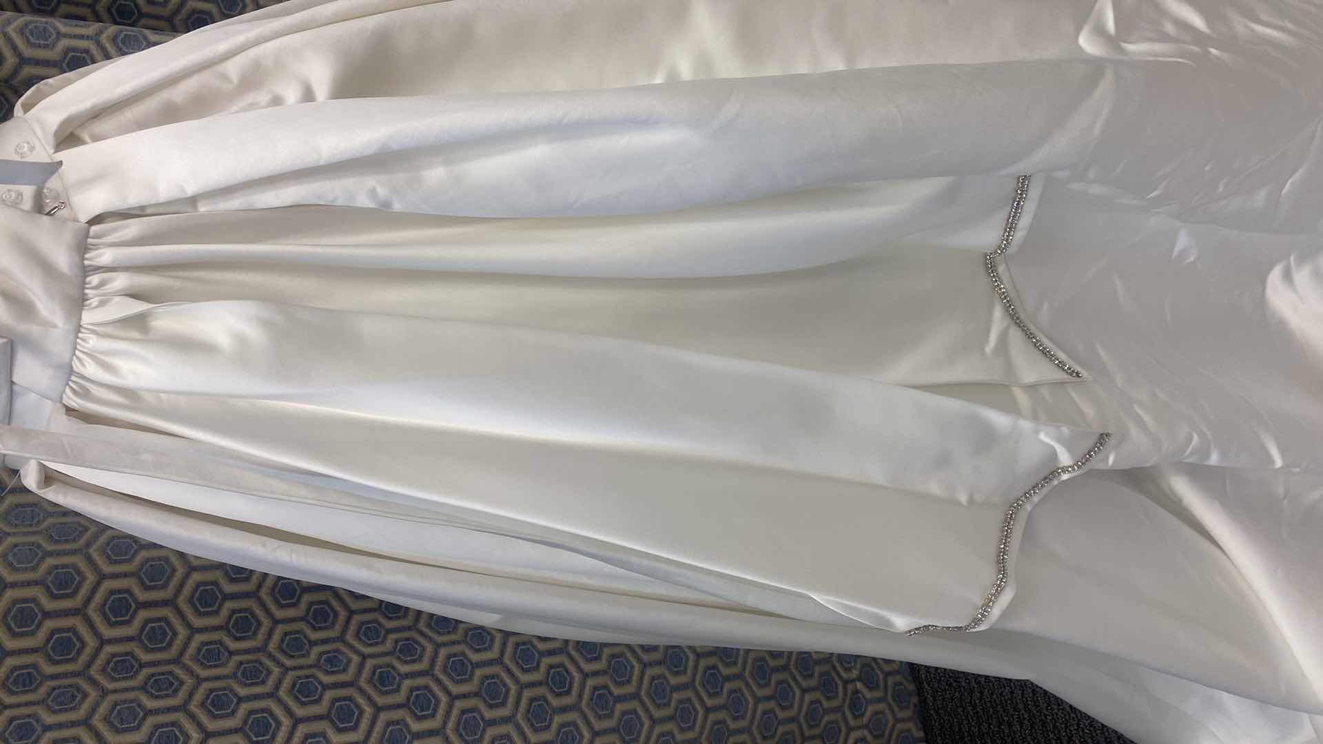 Photo 1 of BRIDAL GOWN “MAGGIE SOTTERO” IVORY SATIN 2 PIECE w CORSET TOP w RHINESTONES & PEARLS SIZE 12