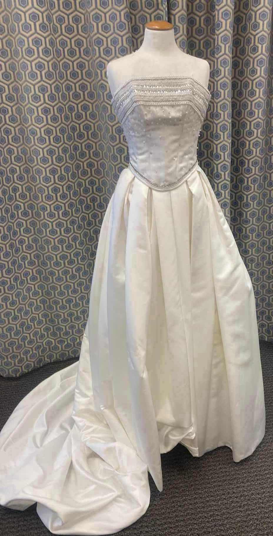 Photo 1 of BRIDAL GOWN “MAGGIE SOTTERO” IVORY SATIN 2 PIECE w CORSET TOP w RHINESTONES & PEARLS SIZE 6
