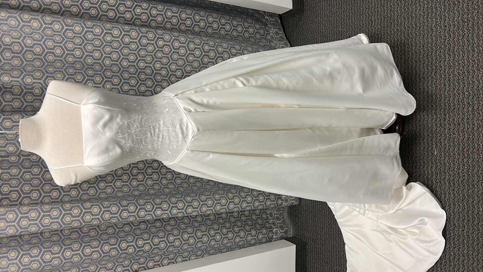 Photo 1 of BRIDAL GOWN, PALOMA BLANCA , SATIN GOWN, FULL SKIRT, SPAGHETTI STRAPS, IVORY, SIZE 8.